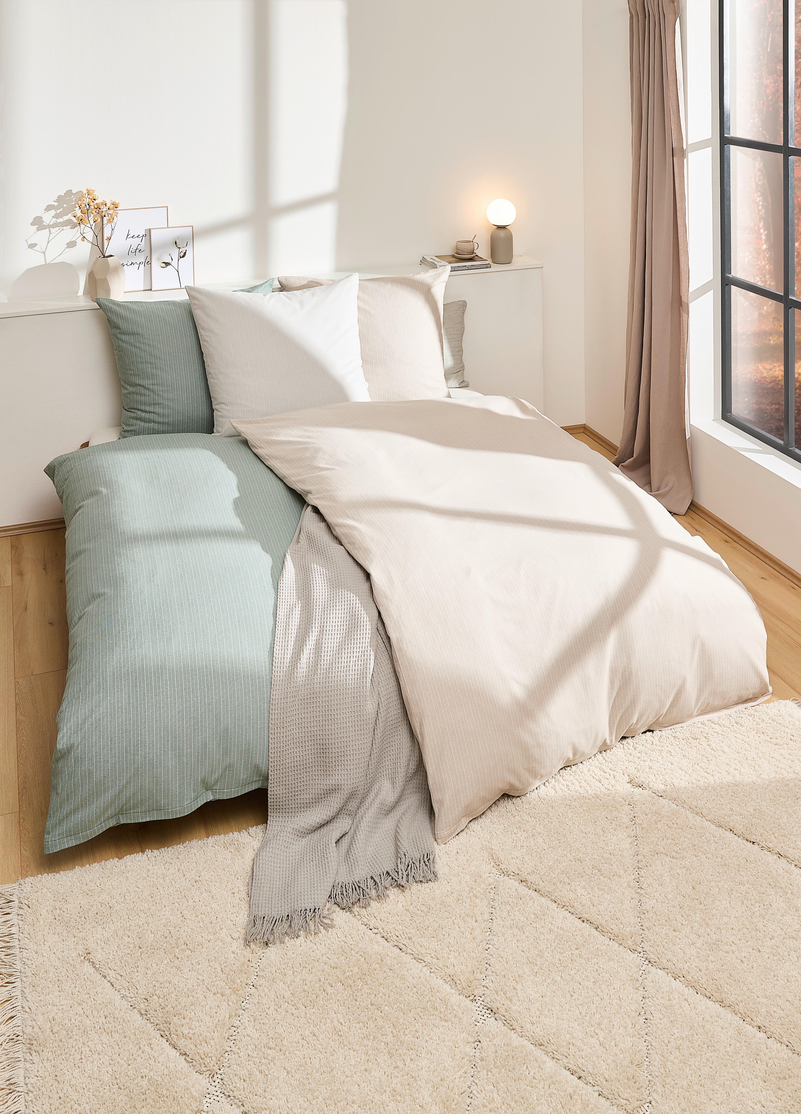 POŚCIEL E-HERRINGBONE - zielony/ciemnozielony, Design, tkanina (135/200cm) - Esprit