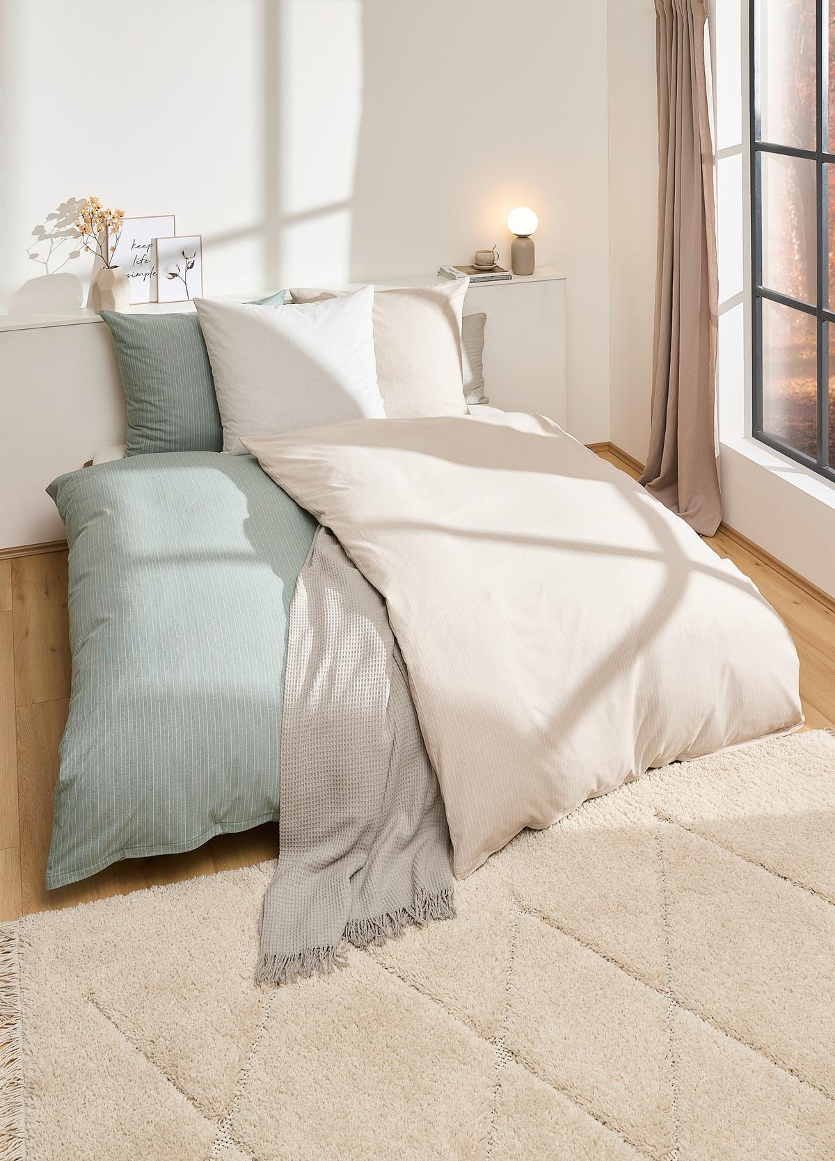 POŚCIEL E-HERRINGBONE - zielony/ciemnozielony, Design, tkanina (135/200cm) - Esprit