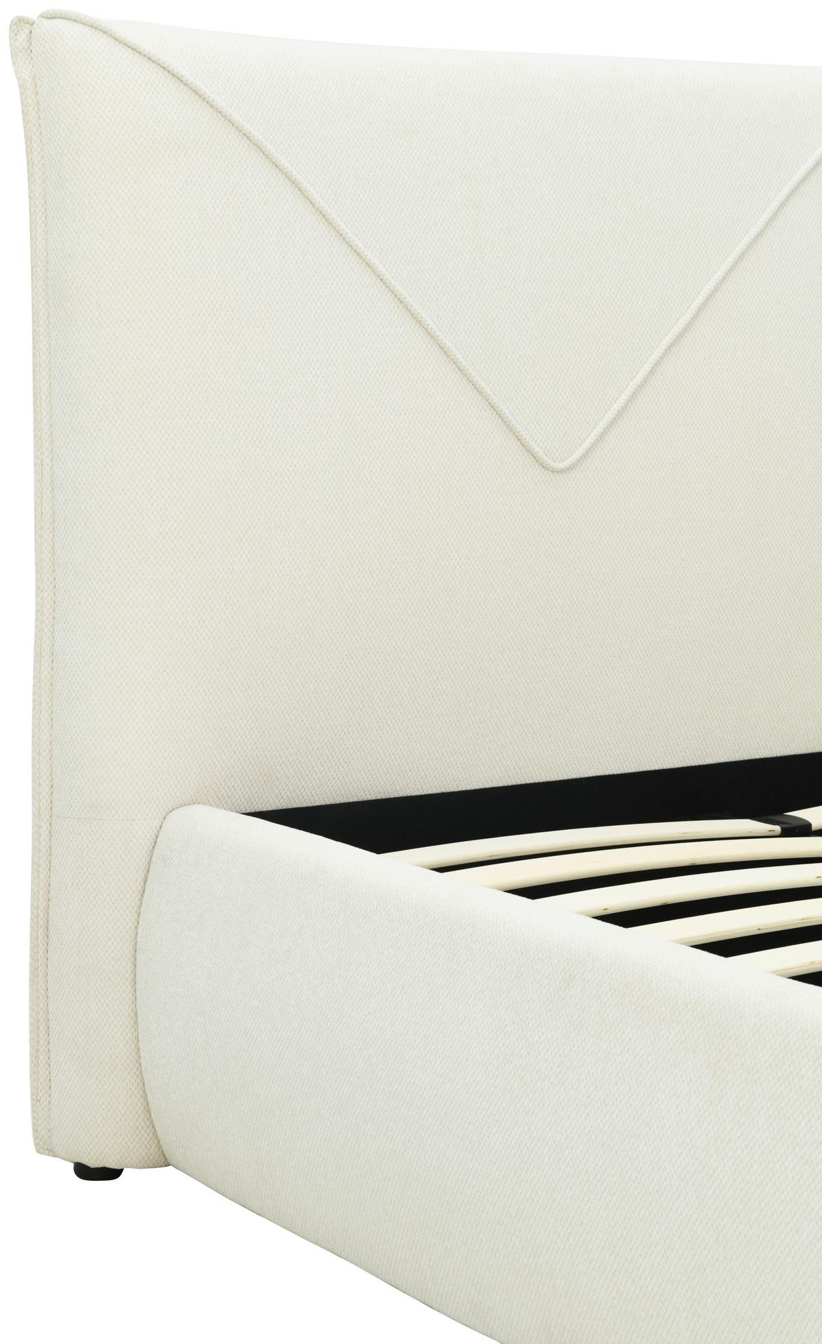 Oblazinjena Postelja Mail, Bela, 180x200cm - črna/bela, Design, kovina/umetna masa (214/111/224cm) - MID.YOU