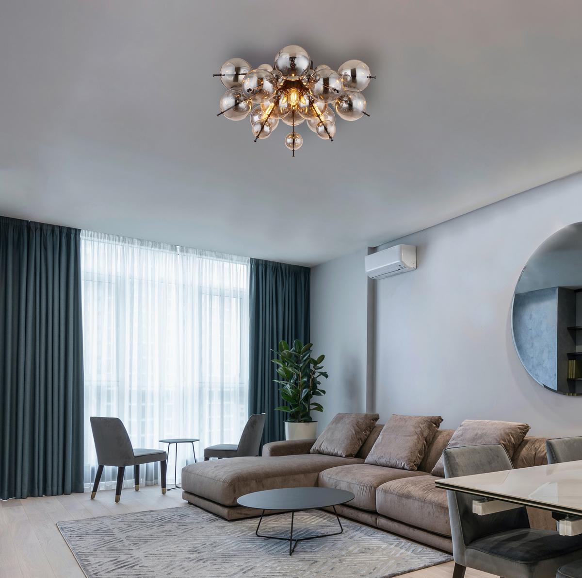 Svjetiljka Stropna 15633ds - crna, Design, staklo/metal (55/28cm) - Globo