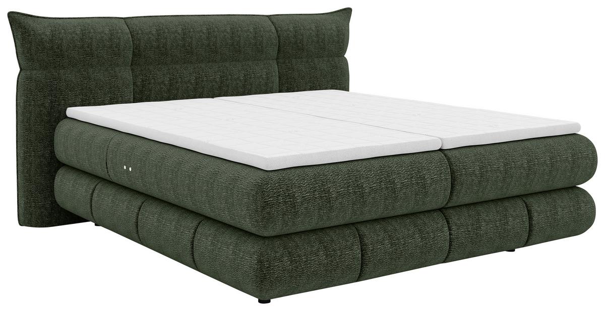 Boxspringbett Auris Grün ca. 180x200cm - Schwarz/Grün, KONVENTIONELL, Kunststoff/Textil (180/200cm) - Sembella