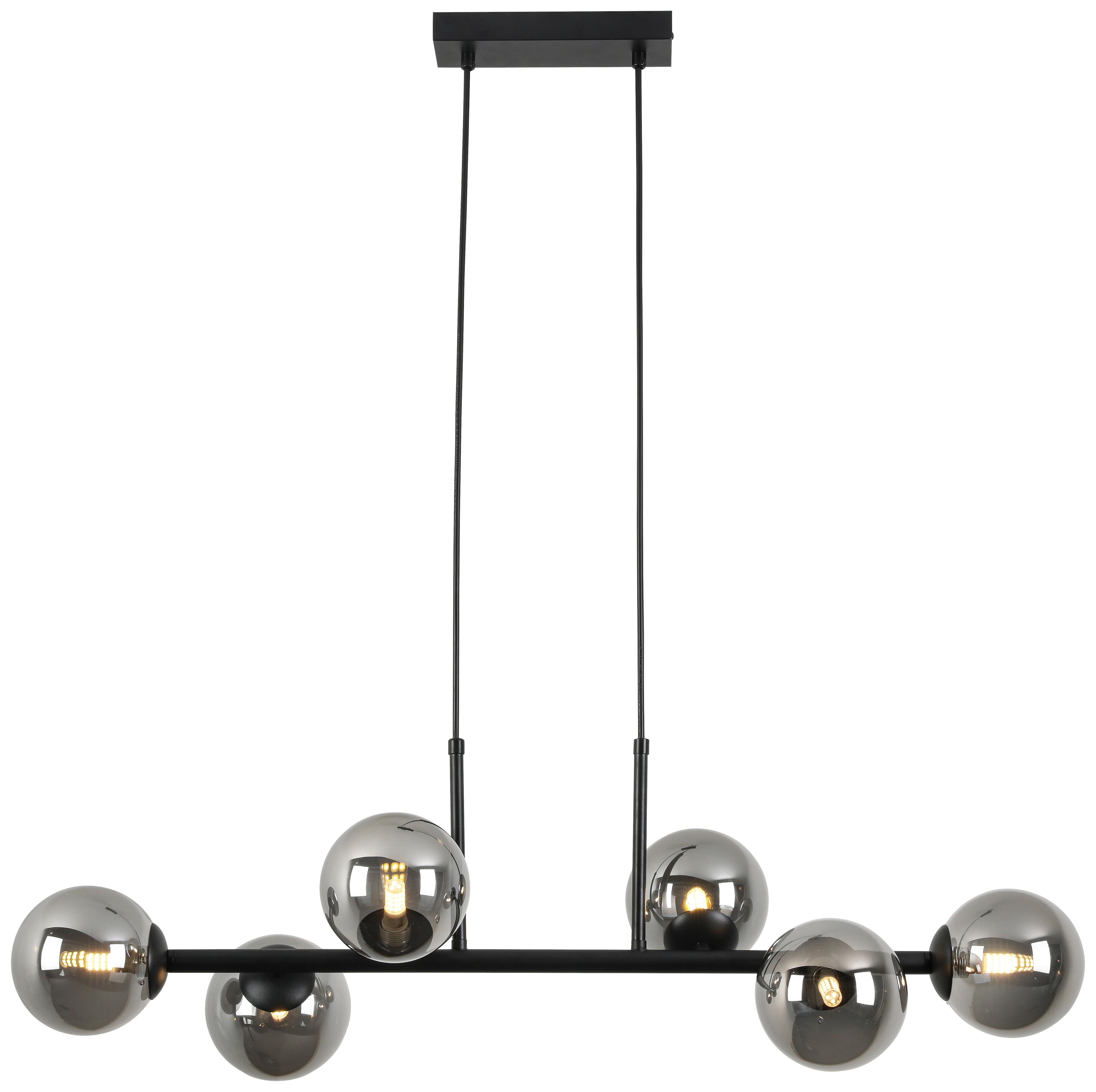 Függőlámpa Lisib - krómszínű/fekete, Modern, Üveg/fém (85cm) - Mömax