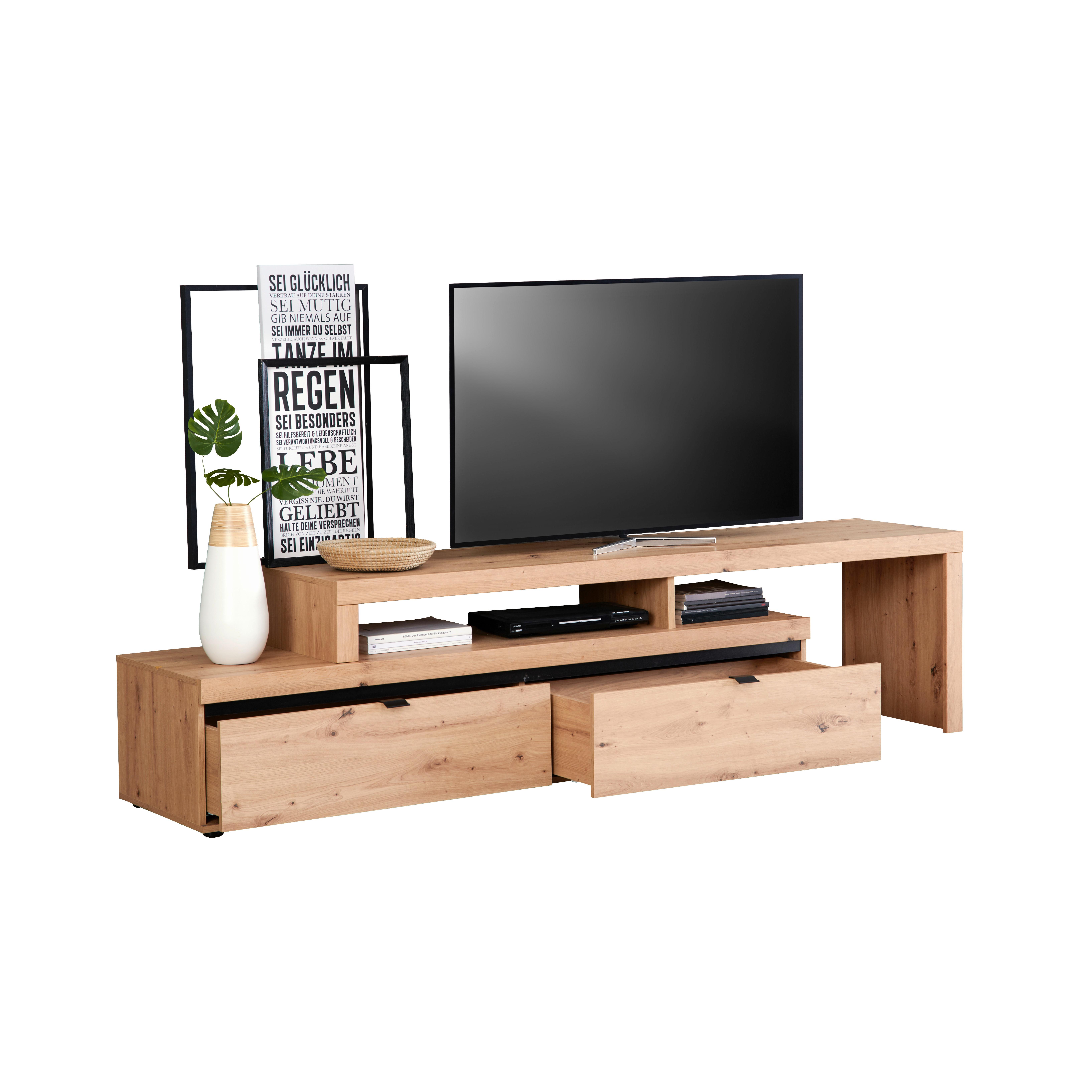 Tv-element Nyon, Barva Hrasta, Črna - črna/hrast artisan, Moderno, kovina/leseni material (200-275/58/50cm) - Mömax