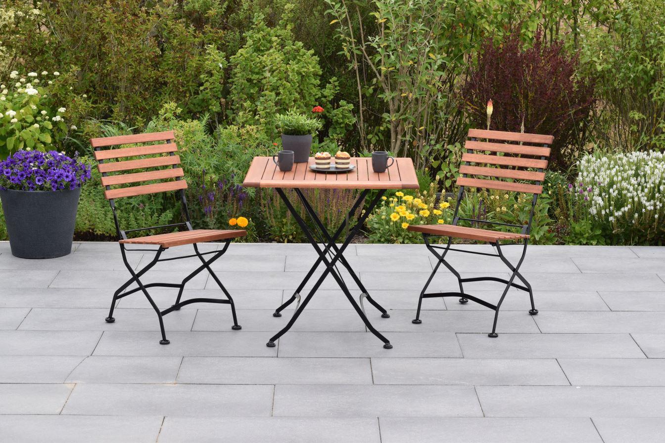 Gartentisch Schlossgarten ca. 75x75 cm Eukalyptusholz - Graphitfarben/Naturfarben, MODERN, Holz (75/75/75cm) - Gardenson