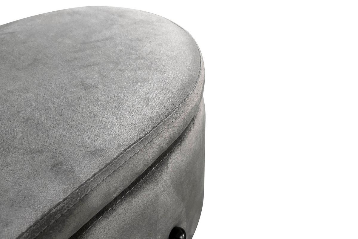 Sitzbank Nova Grau Samt - Schwarz/Grau, Design, Textil/Metall (95/42/37,5cm) - MID.YOU