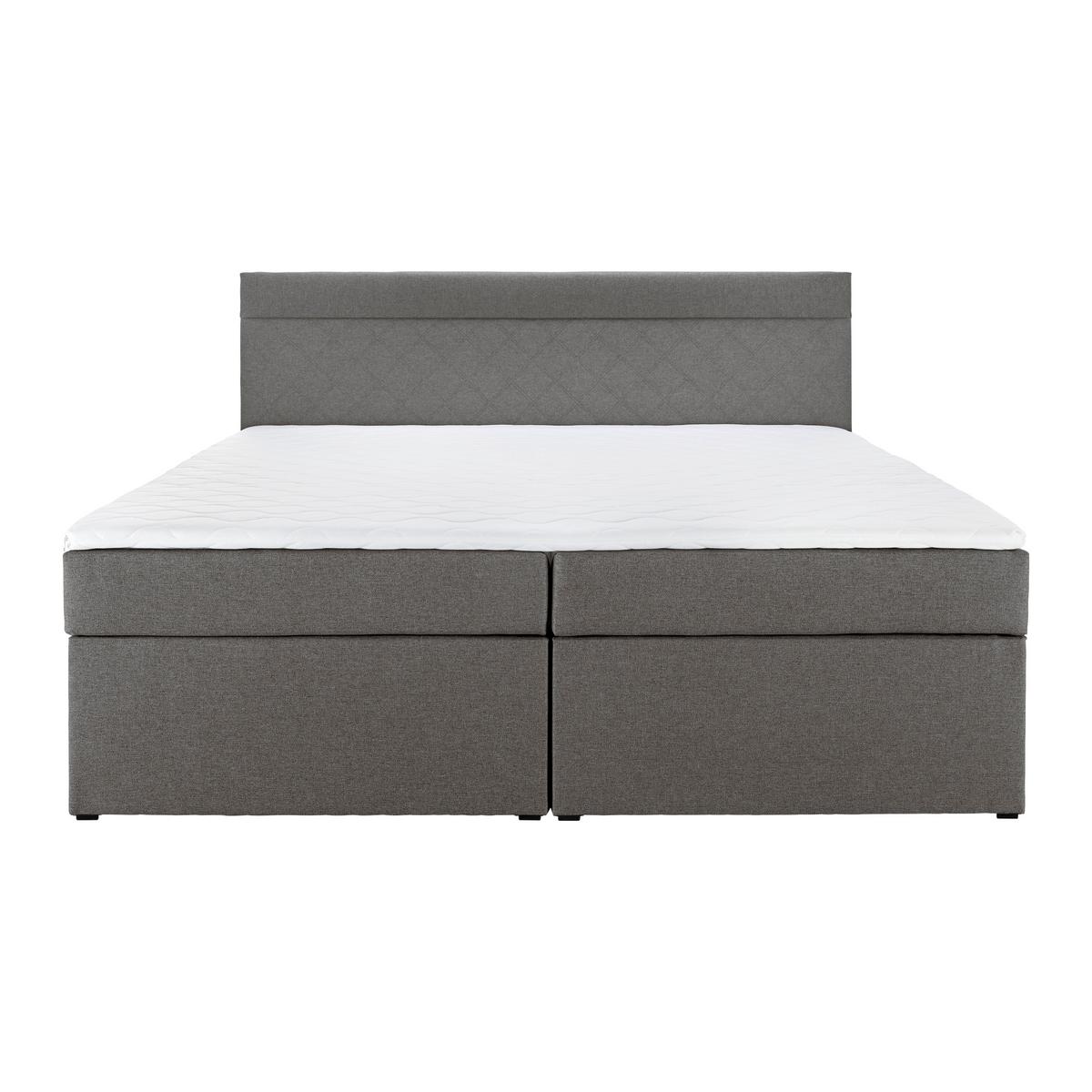 Pat tip boxspring ROSA 180x200 cm gri cu topper - gri, Modern, lemn/textil (180/200cm) - Bessagi Home