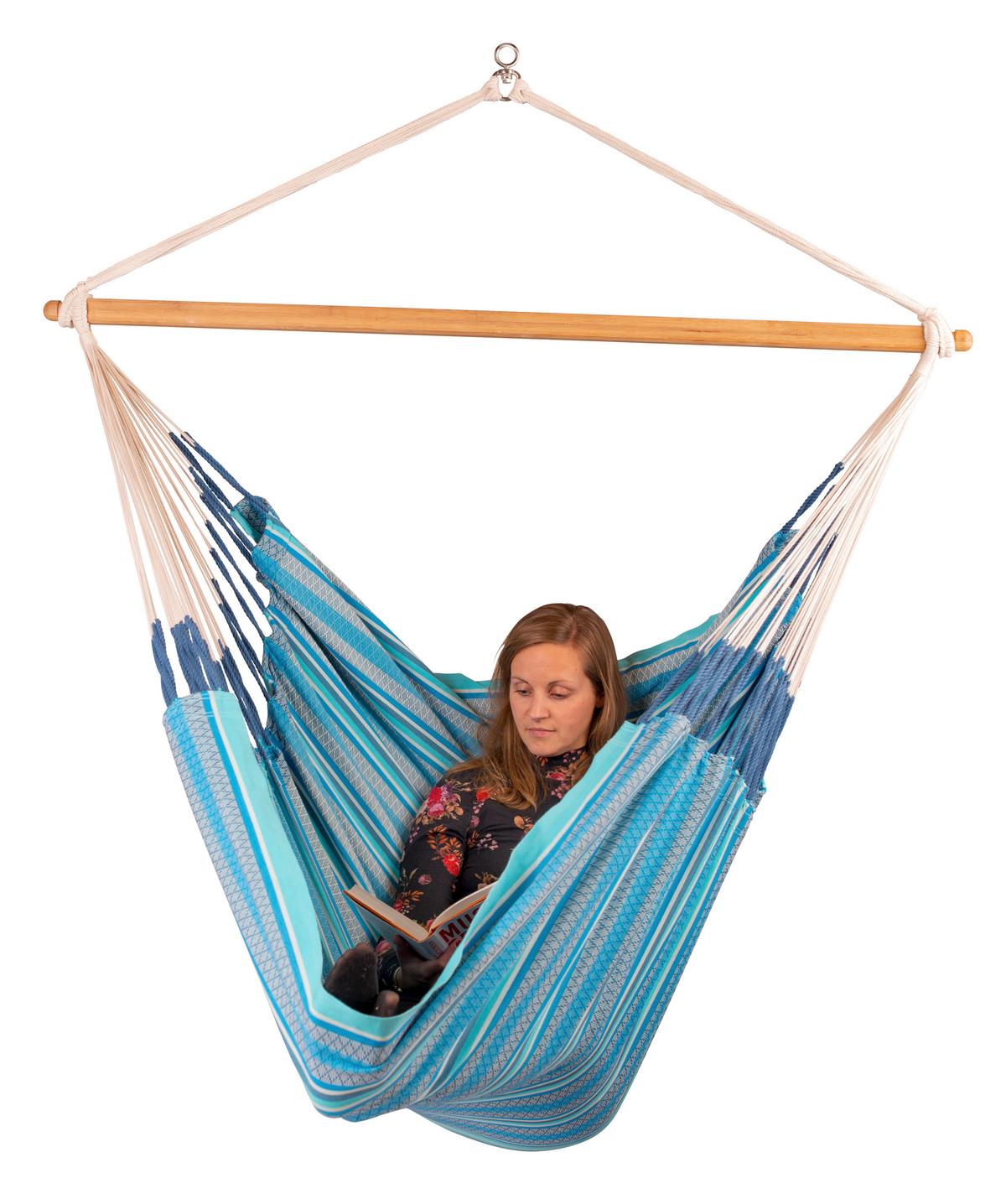 Hängesessel Kingsize Hammock Chair Blau - Blau/Dunkelblau, KONVENTIONELL, Holz/Textil (140/170/210cm) - La Siesta