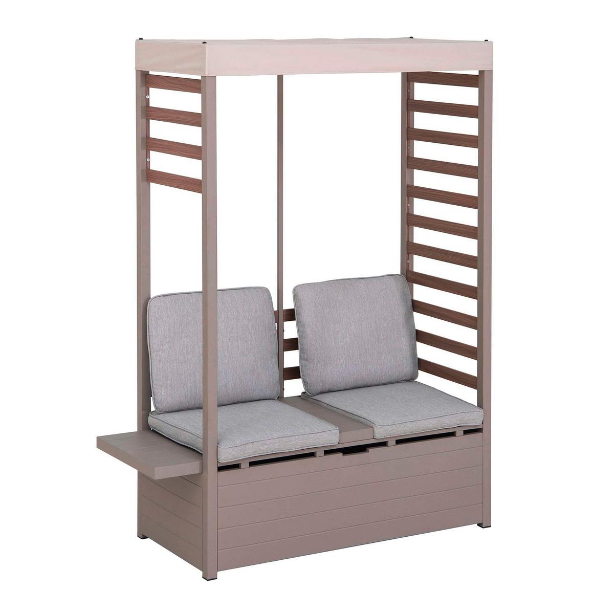 Loungegarnitur Gartensofa Faro Grau/Beige - Beige/Grau, Basics, Textil/Metall (146/191/56,5cm) - Modante
