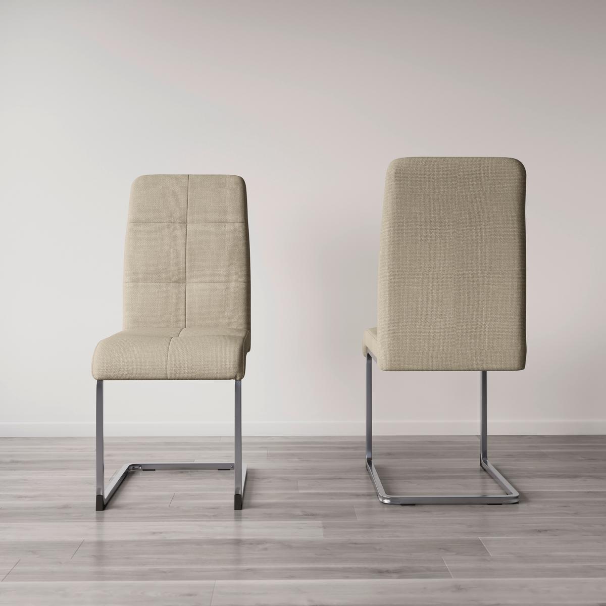 Schwingstuhl Lucie Creme Leinenoptik Gepolstert - Creme/Nickelfarben, MODERN, Textil/Metall (43/99/60cm) - Bessagi Home