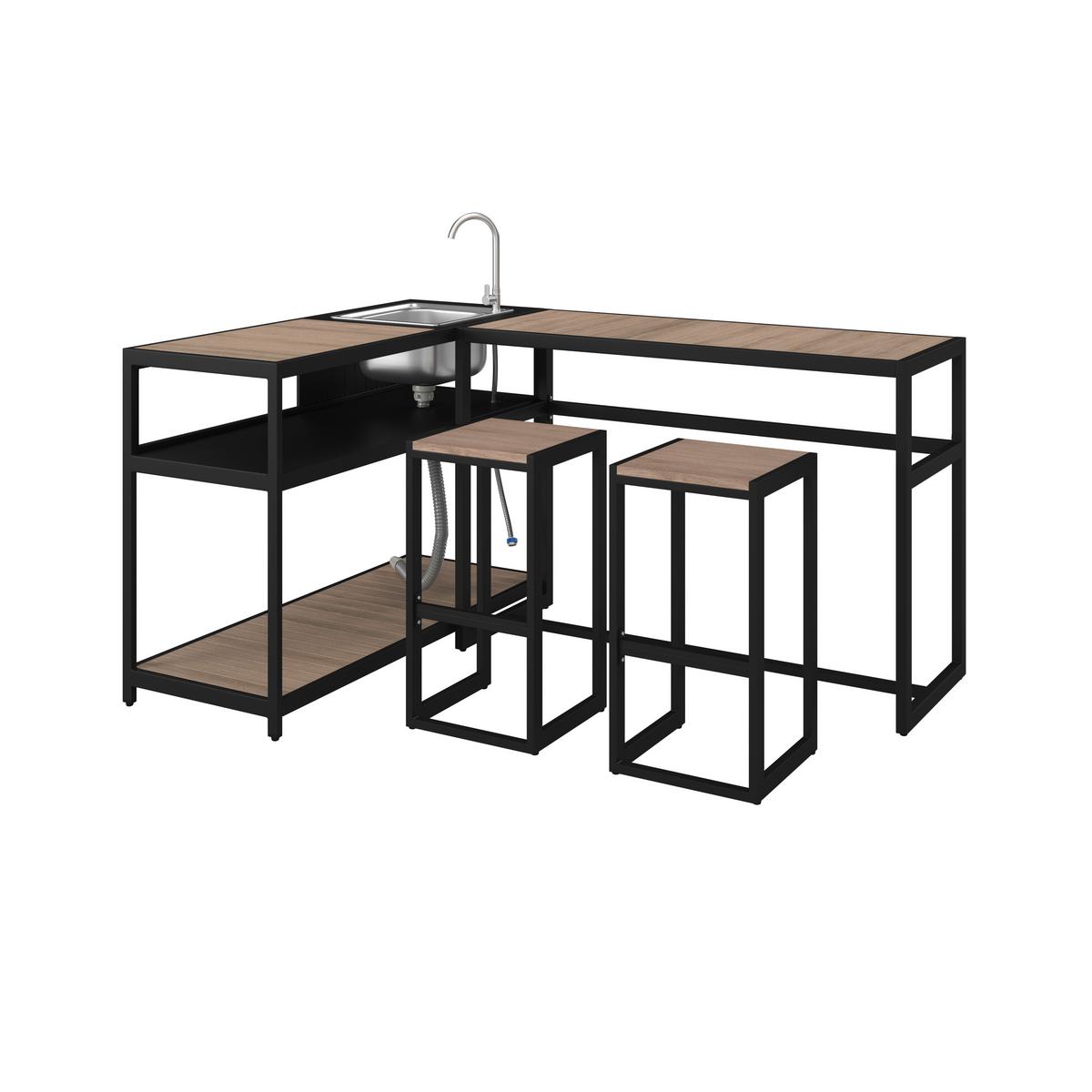 Mobilier bucătărie outdoor Delia - culoare natur/negru, Modern, plastic/metal - Bessagi Garden