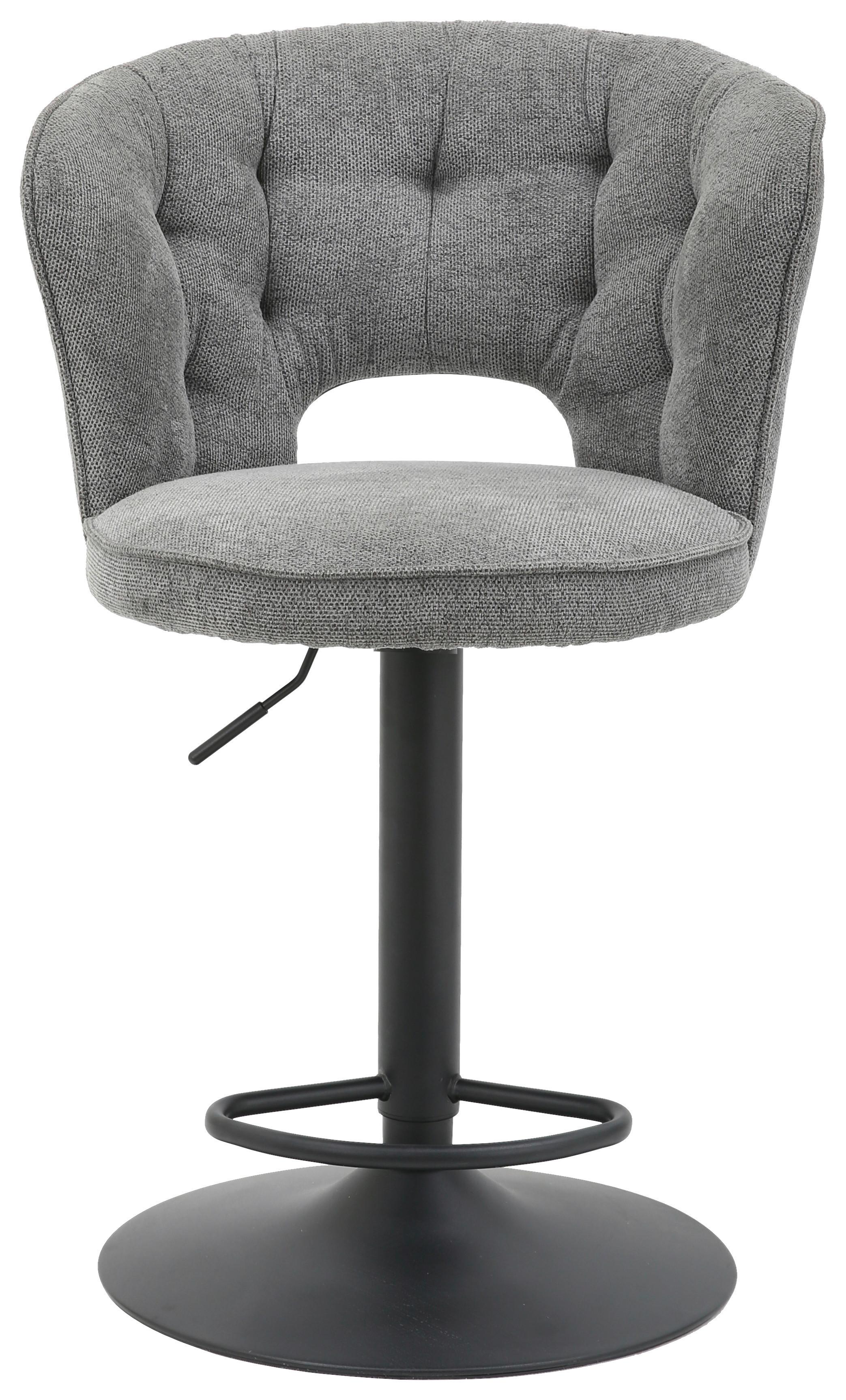 Barhocker Mina Grau - Schwarz/Grau, MODERN, Textil/Metall (56/92-114/53cm) - Mömax