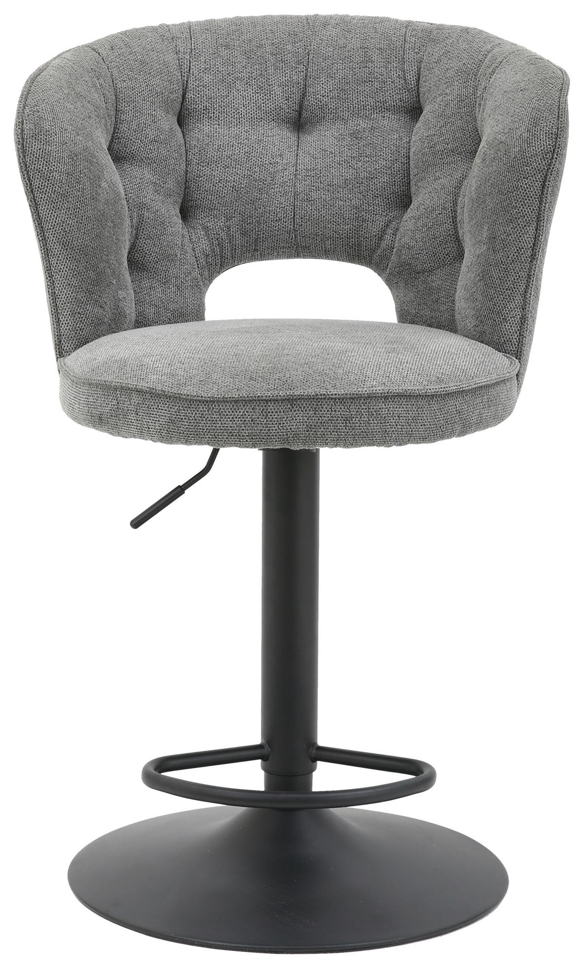 Taburet de bar MINA - negru/gri, Modern, metal/textil (56/92-114/53cm) - Mömax