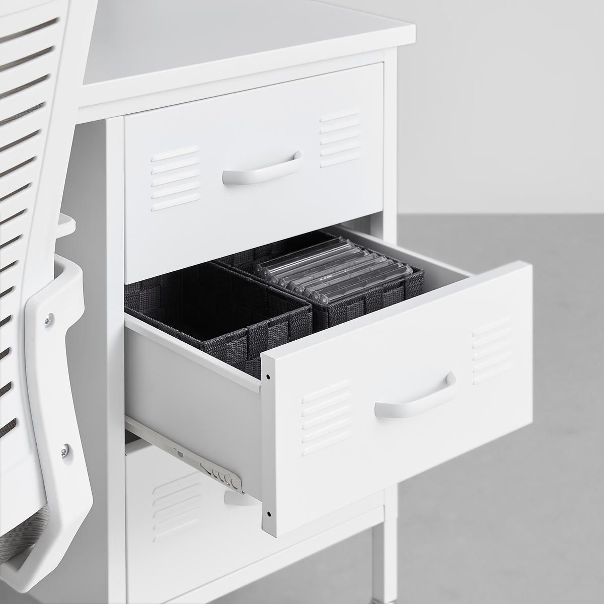 Schreibtisch Metallica Weiss - Weiss/Schwarz, Modern, Kunststoff/Metall (110/75/55cm) - Mömax