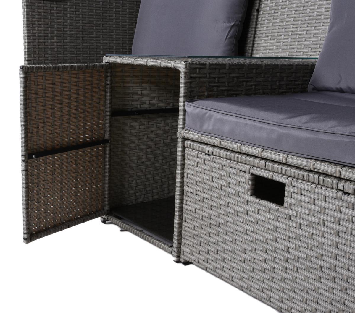 Loungegarnitur Saint-Tropez mit Dach Grau - Grau/Grün, Basics, Kunststoff/Textil - Gardenson