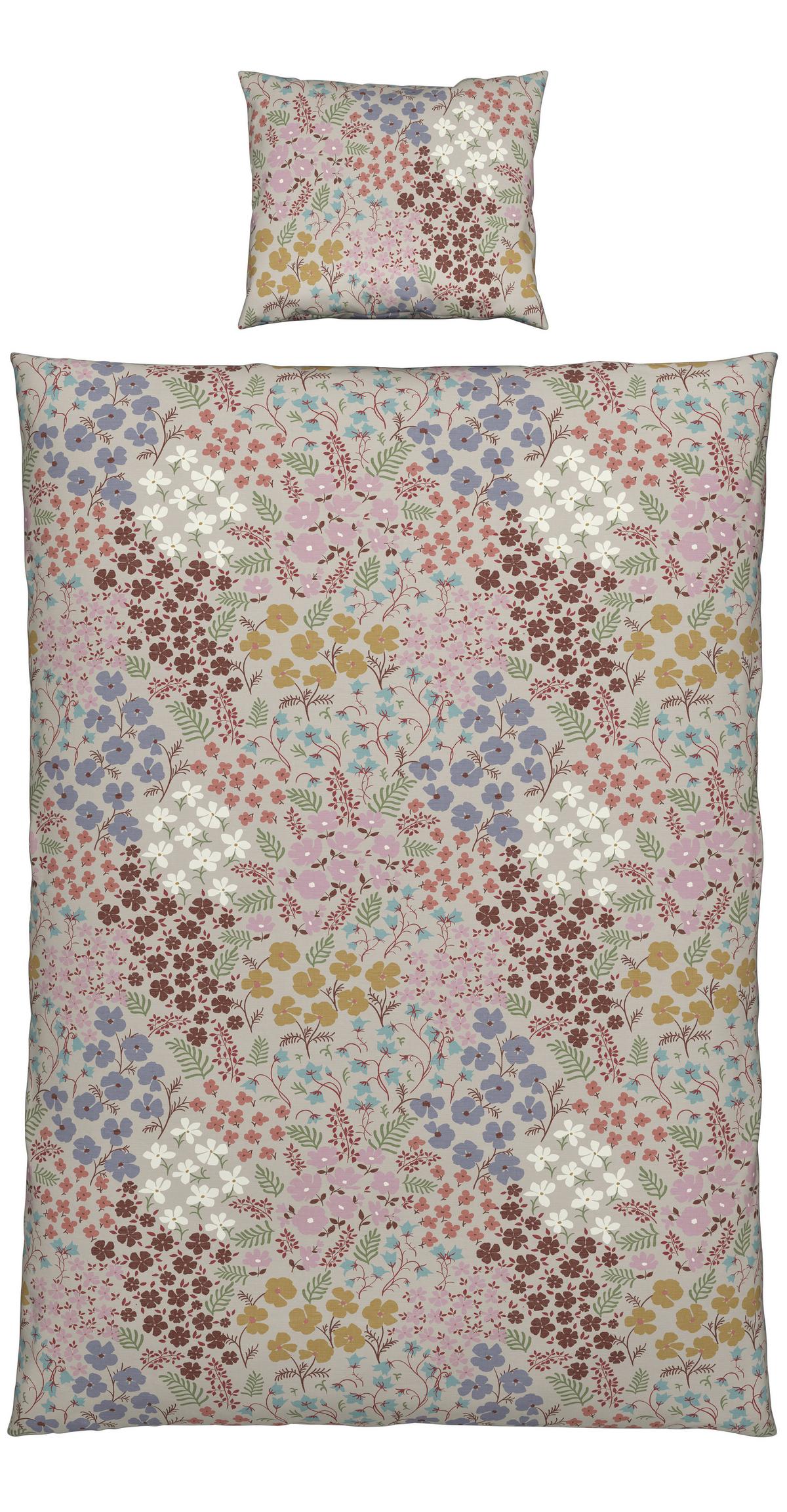 linge de lit FLOWER - Beige/Grün, Natur, Textil (160/210cm) - Modern Living