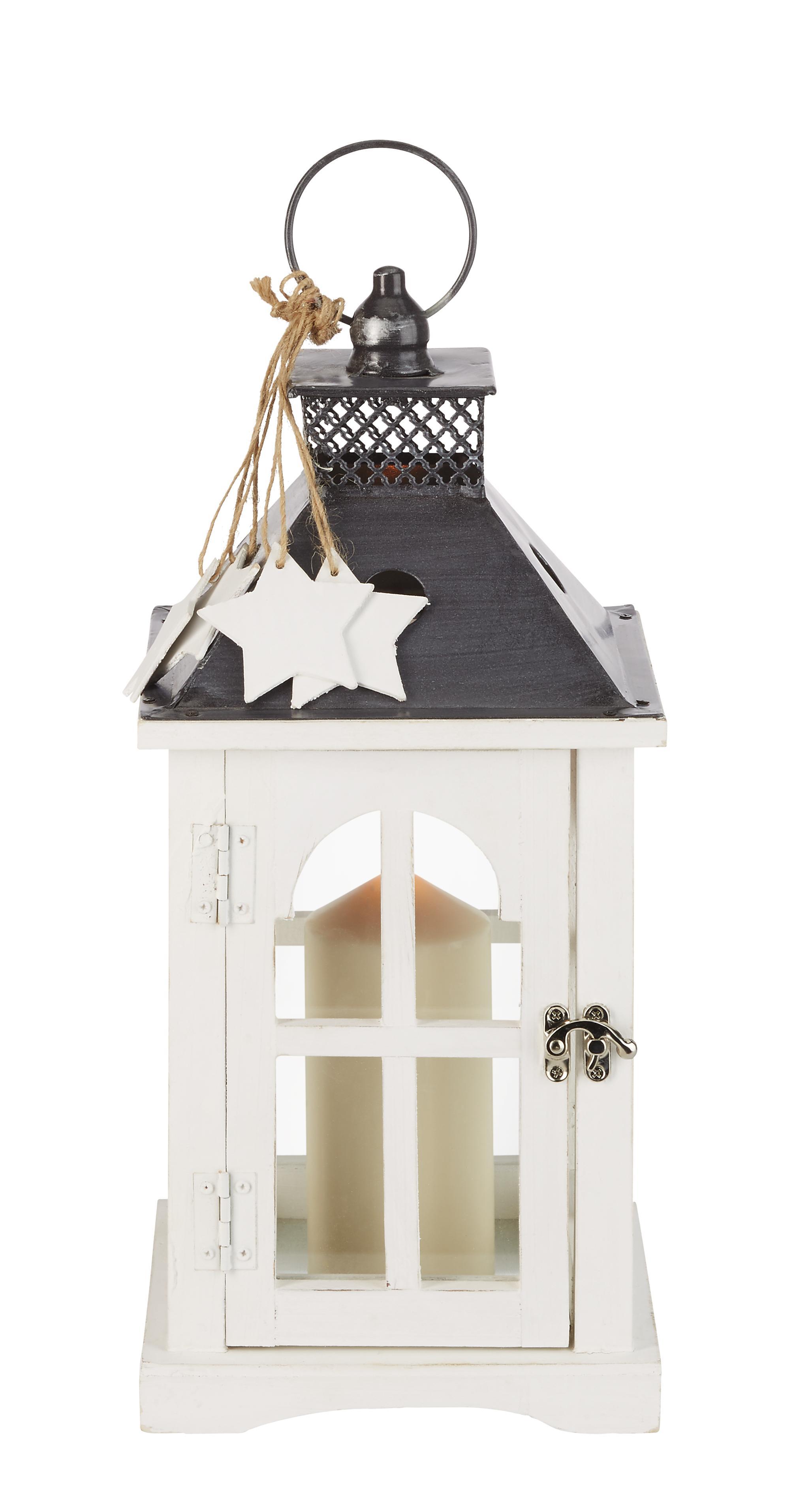 Laterne Natale I in Weiß - Weiß, Glas/Holz (25/25/55cm)