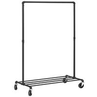 Kleiderwagen Schwarz mit 4 Rollen - Schwarz, Basics, Kunststoff/Metall (100/163/50cm)