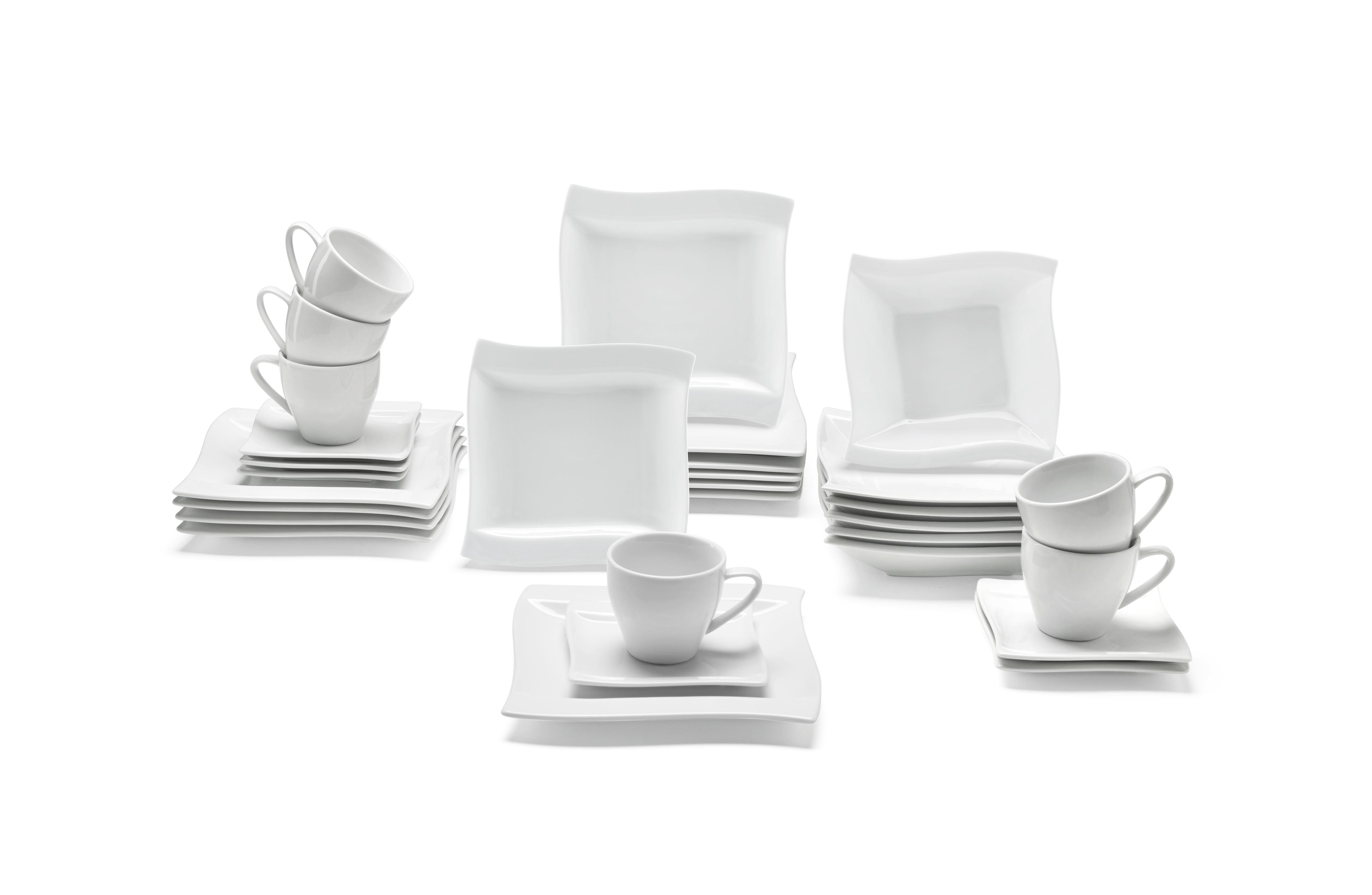 Kombiservice Katja aus Porzellan, 30-teilig - Weiß, Keramik - Premium Living