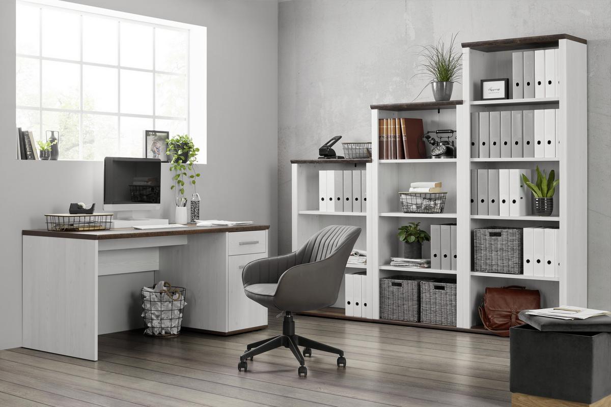 Regal in Weiss/Dunkelbraun - Weiss/Dunkelbraun, Romantik / Landhaus, Holzwerkstoff (76/202/38cm) - Zandiara