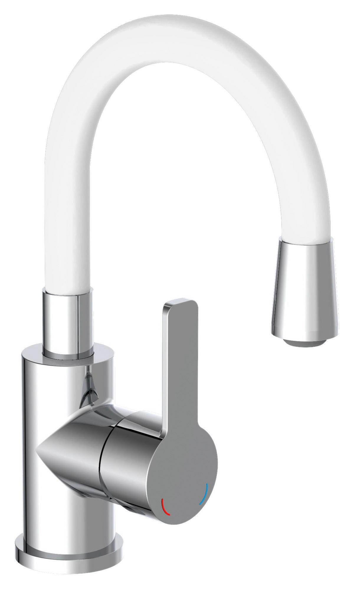 Slavina Za Umivaonik Flexo - bijela/boje kroma, Konvencionalno, metal/plastika (5,0/variabel/variabelcm)