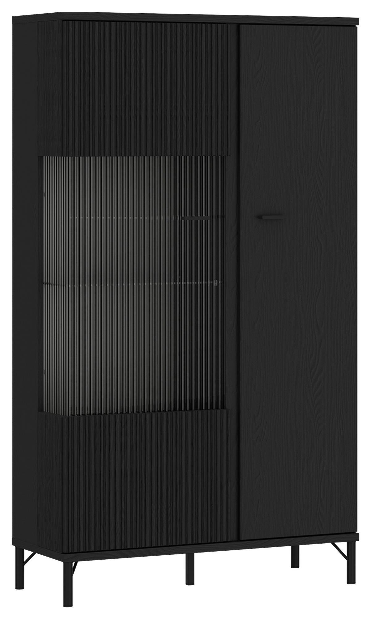 Vitrină LUSAKA - negru, Trend, sticlă/material pe bază de lemn (87/158/40cm) - Premium Living
