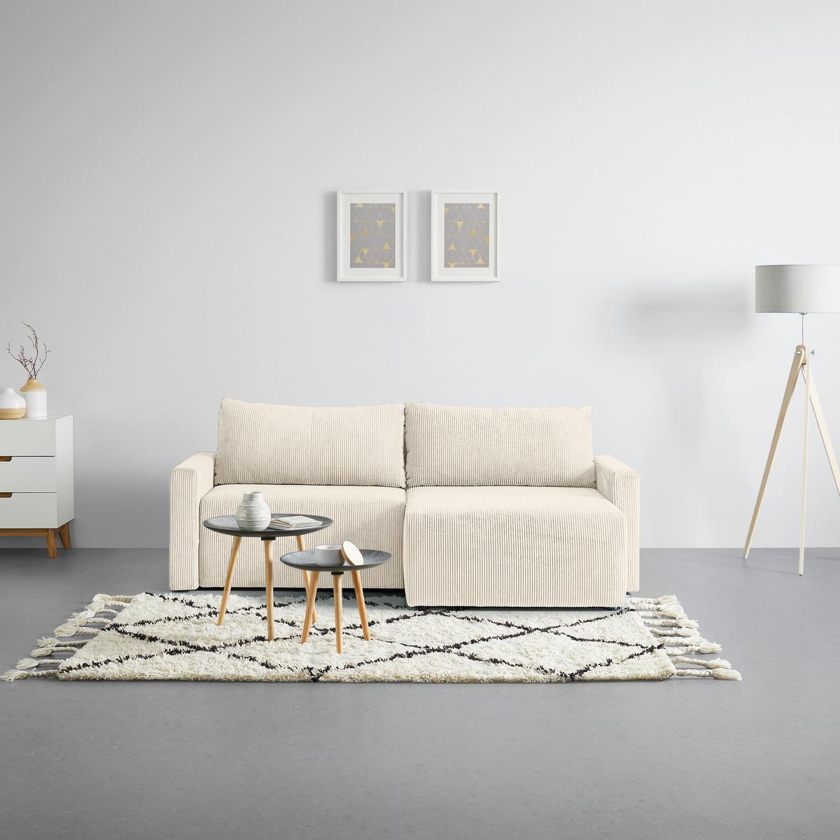 Ecksofa Dios Beige - Beige/Schwarz, MODERN, Holz/Kunststoff (228/91/146cm) - Based
