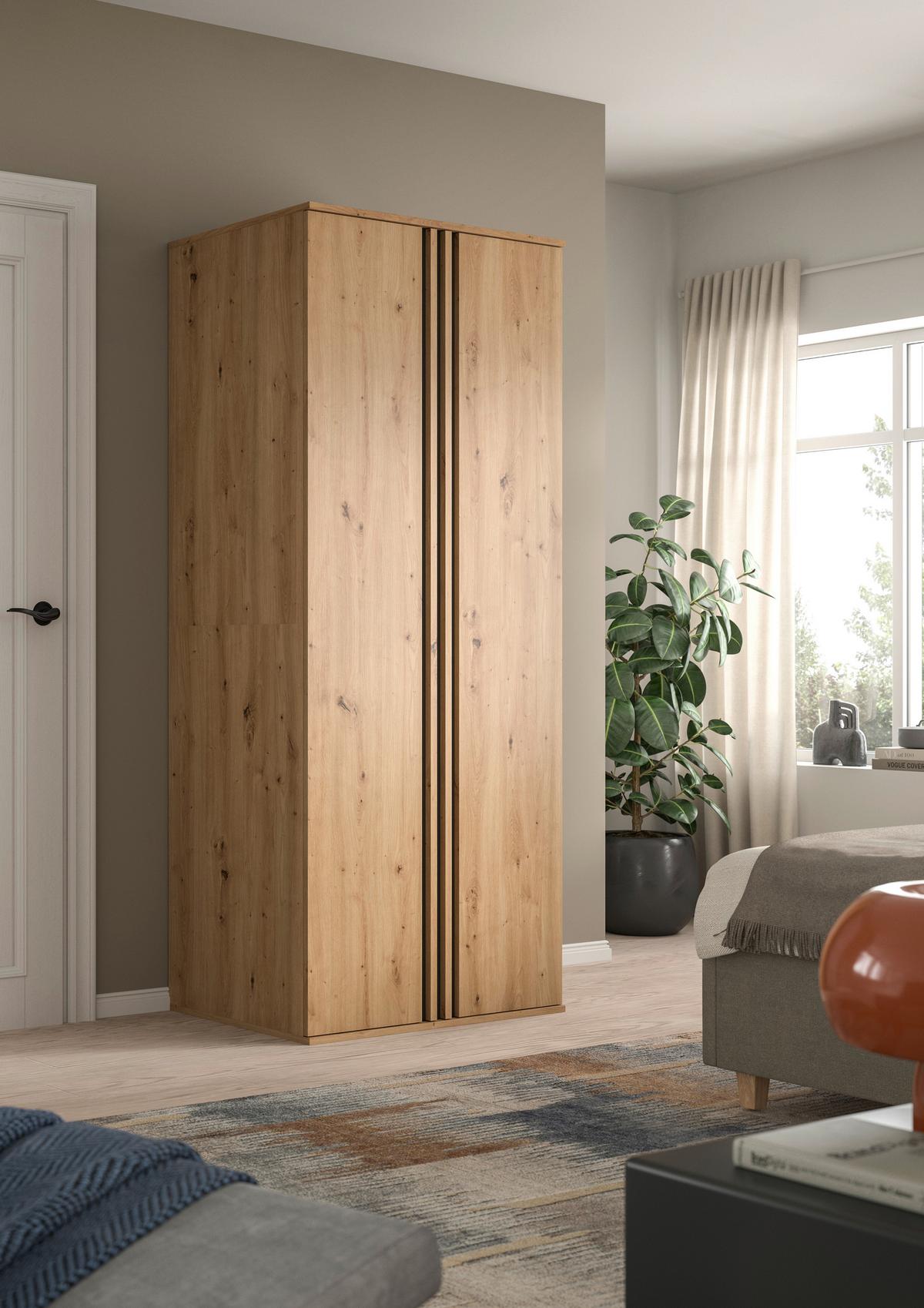 Drehtürenschrank TOFTA Eiche Artisan, Anthrazit - Anthrazit/Eiche Artisan, ROMANTIK / LANDHAUS, Holzwerkstoff (80/192/56cm) - Livetastic