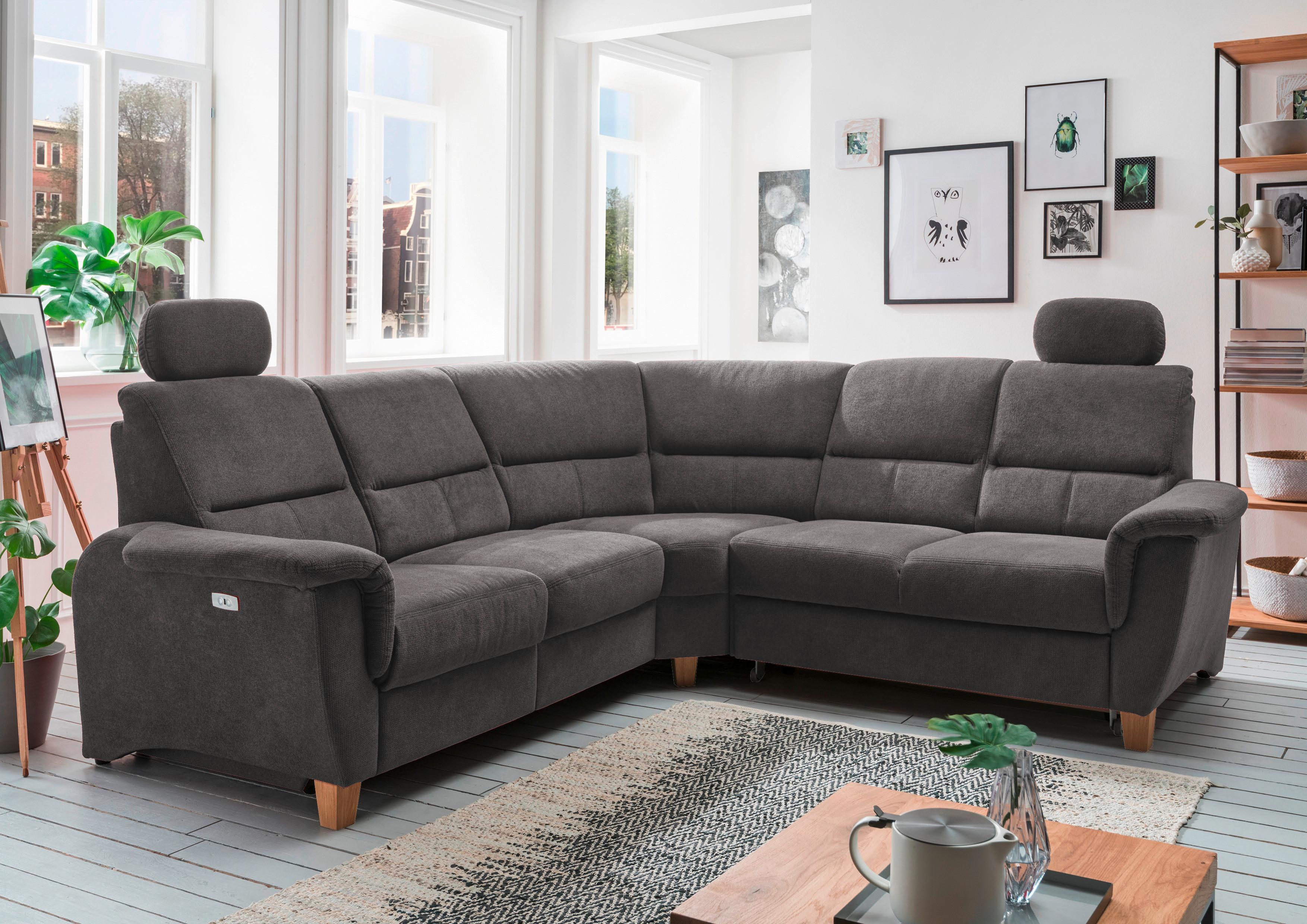 Ecksofa Parole Anthrazit Struktur - Wildeiche/Anthrazit, KONVENTIONELL, Holz/Textil (241/238cm) - Livetastic