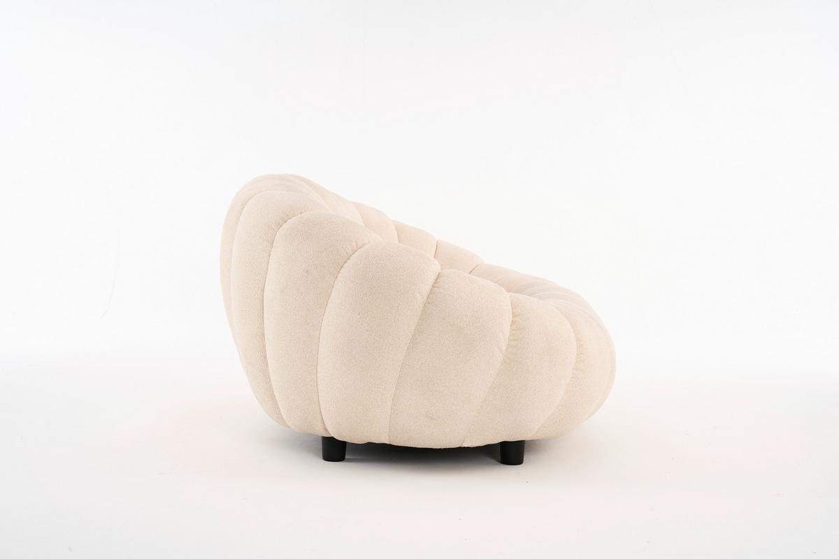 Sofa Shell -Studio- in Bouclé Cremeweiss - Weiss/Creme, Modern, Holz/Kunststoff (140/90/62cm) - Premium Living