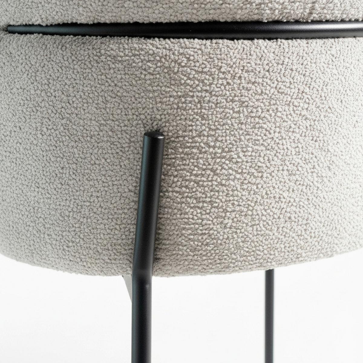 Armlehnstuhl Chloe Greige Webstoff Gepolstert - Greige/Schwarz, MODERN, Textil/Metall (62/79/59,5cm) - Bessagi Home