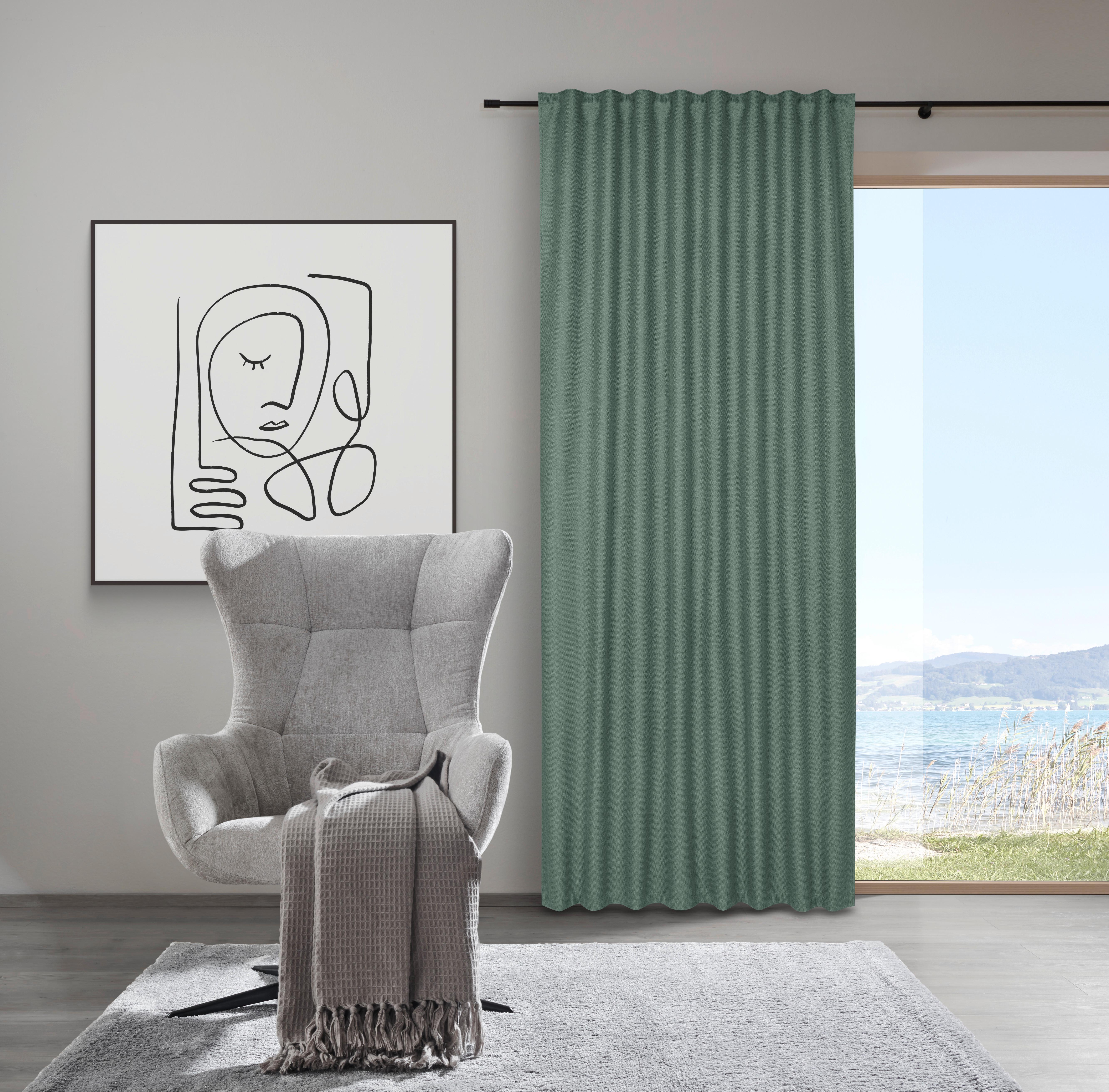 MÖRKLÄGGNINGSGARDIN ALLAN - grön, Romantik / Lanthus, textil (135/255cm) - Premium Living