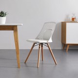 STUHL in Weiß 'Nelson' - Buchefarben/Weiß, MODERN, Holz/Textil (45/82,5/49cm) - Bessagi Home