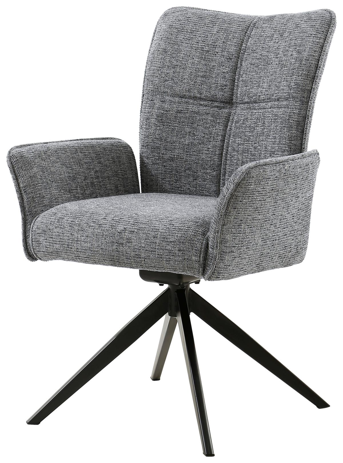 KRZESŁO Z PODŁOKIETNIKAMI OLAF  -EXKLUSIV- - czarny/szary, Design, metal/tkanina (66/90,5/66cm) - Carryhome