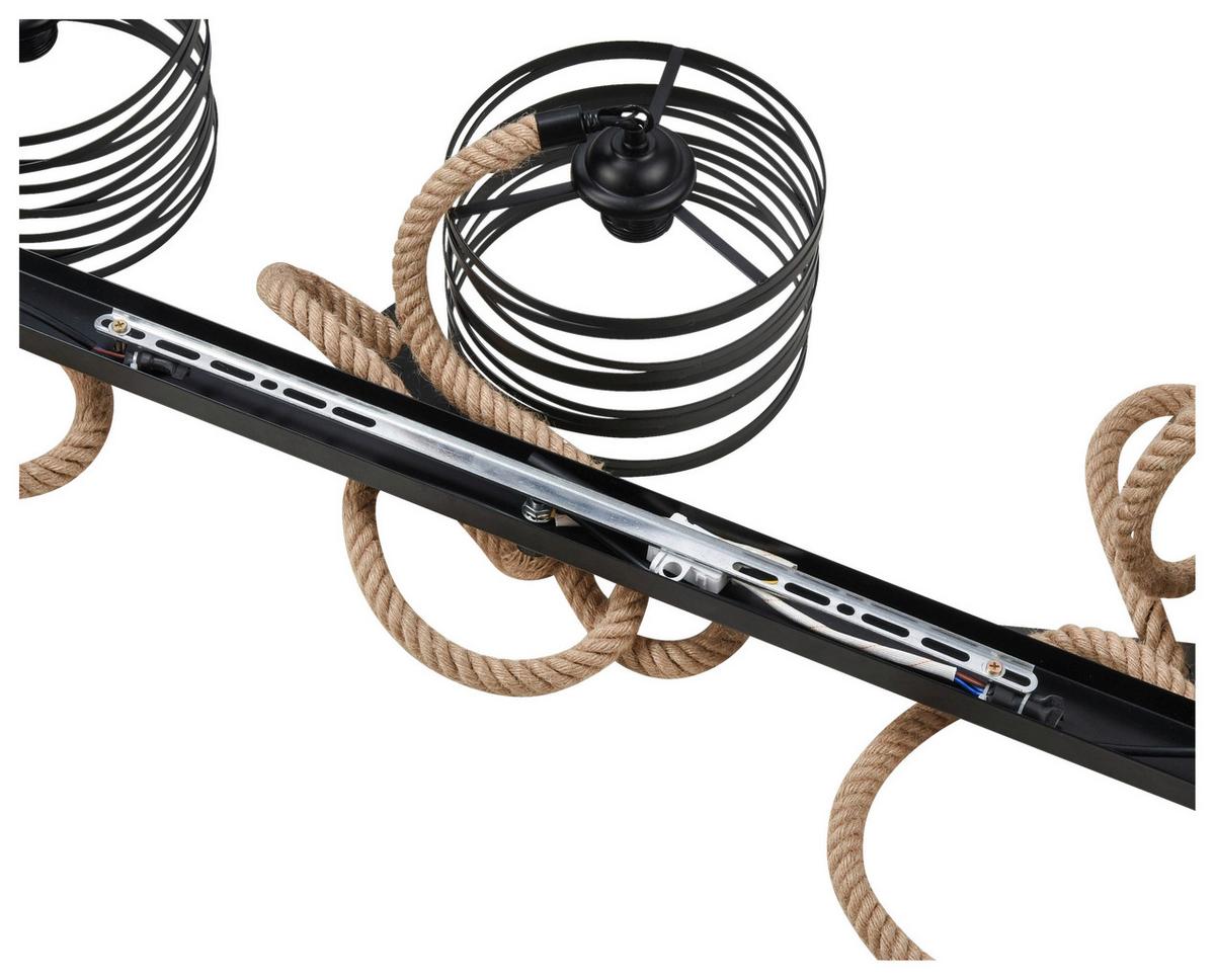 Hängeleuchte Everin max. 40 Watt - Schwarz/Naturfarben, MODERN, Naturmaterialien/Metall (75/100cm) - Modern Living