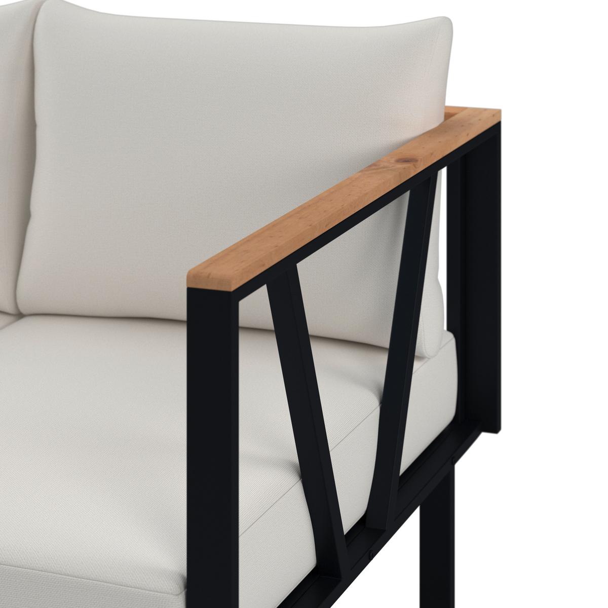 Loungegarnitur Loretta Creme Metall/Holz/Outdoorstoff - Creme/Schwarz, MODERN, Holz/Textil (80/75/80cm) - Bessagi Garden