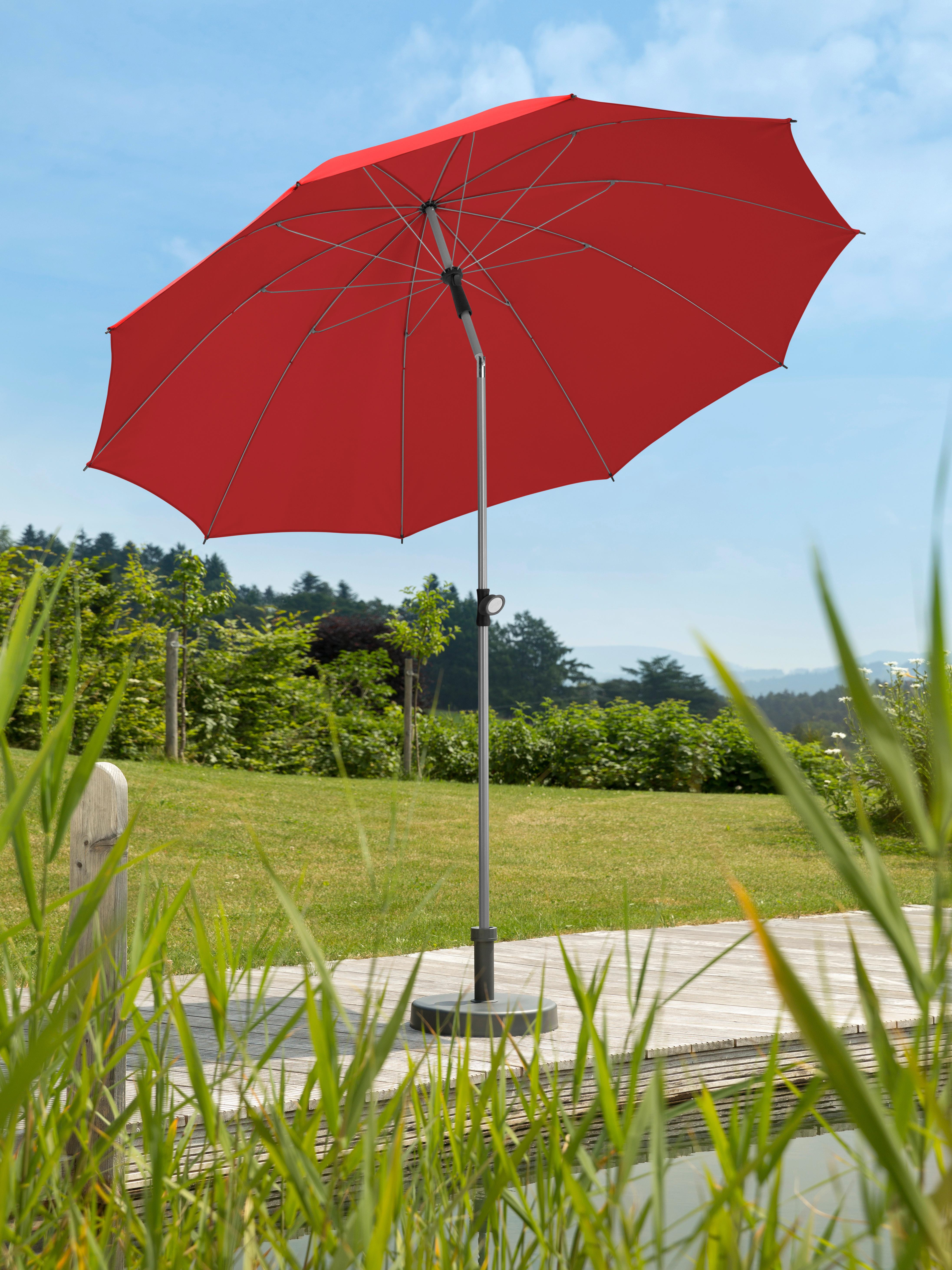 Sonnenschirm Locarno ca, 220x 231x220 cm Rot - Rot/Silberfarben, Basics, Textil/Metall (220/231/220cm) - Schneider