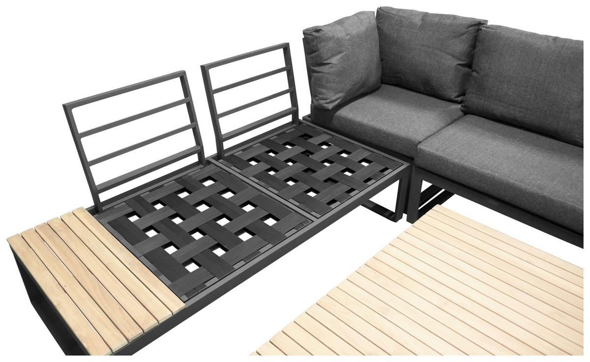 LOUNGEGARNITUR PANAMA - Dunkelgrau/Grau, KONVENTIONELL, Holz/Textil (225/225cm) - Gardenson