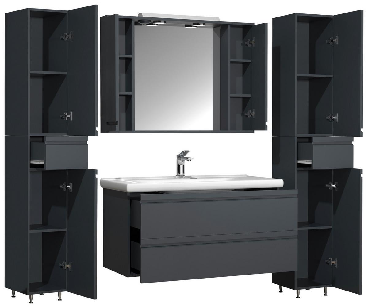 Kopalnica Silora Xl, Antracit - antracit, Moderno, steklo/leseni material (160cm) - MID.YOU