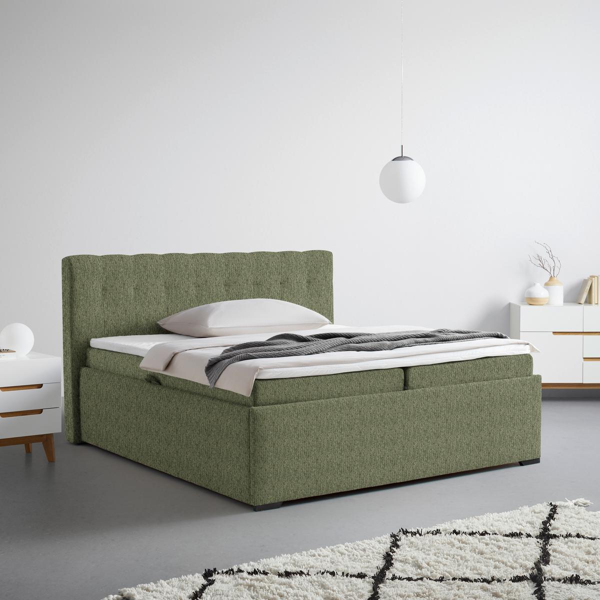 Polsterbett Thor in Olivgrün ca. 160x200cm - Anthrazit/Olivgrün, KONVENTIONELL, Textil (160/200cm) - Mömax