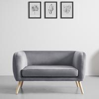 Sofa Bruno grau Samtbezug B: ca. 124 cm - Eichefarben/Grau, MODERN, Holz/Textil (124/68/71cm) - Bessagi Home