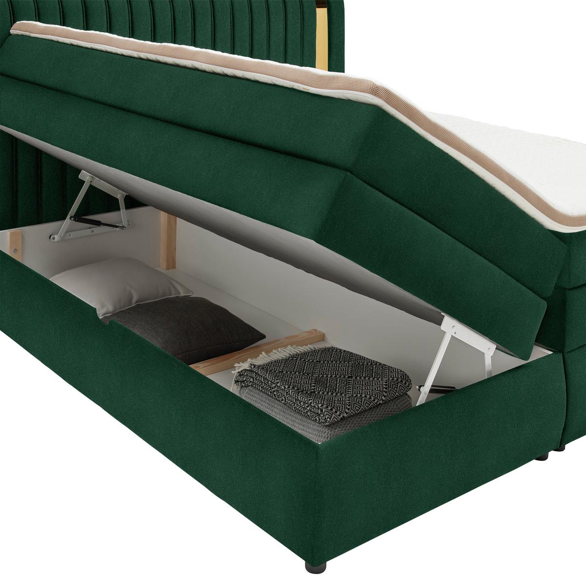 PAT BOXSPRING MINOLA GOLD EXKLUZIV - verde pădure, Konventionell, textil (180/200cm) - Premium Living