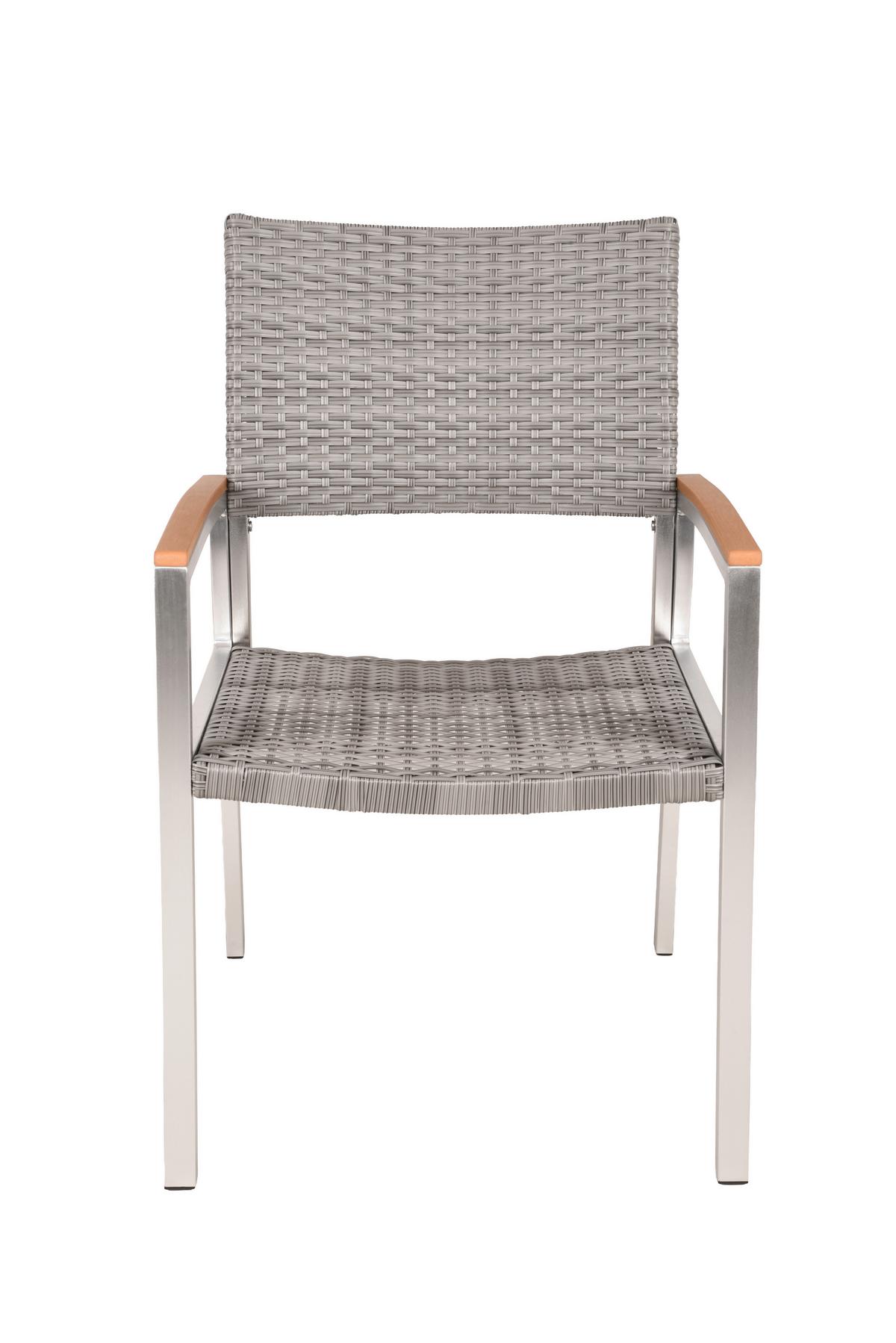 Gartenstuhl-Set Livorno Braun, 2er Set - Silberfarben/Hellgrau, MODERN, Kunststoff/Metall (60/84/55cm) - Gardenson