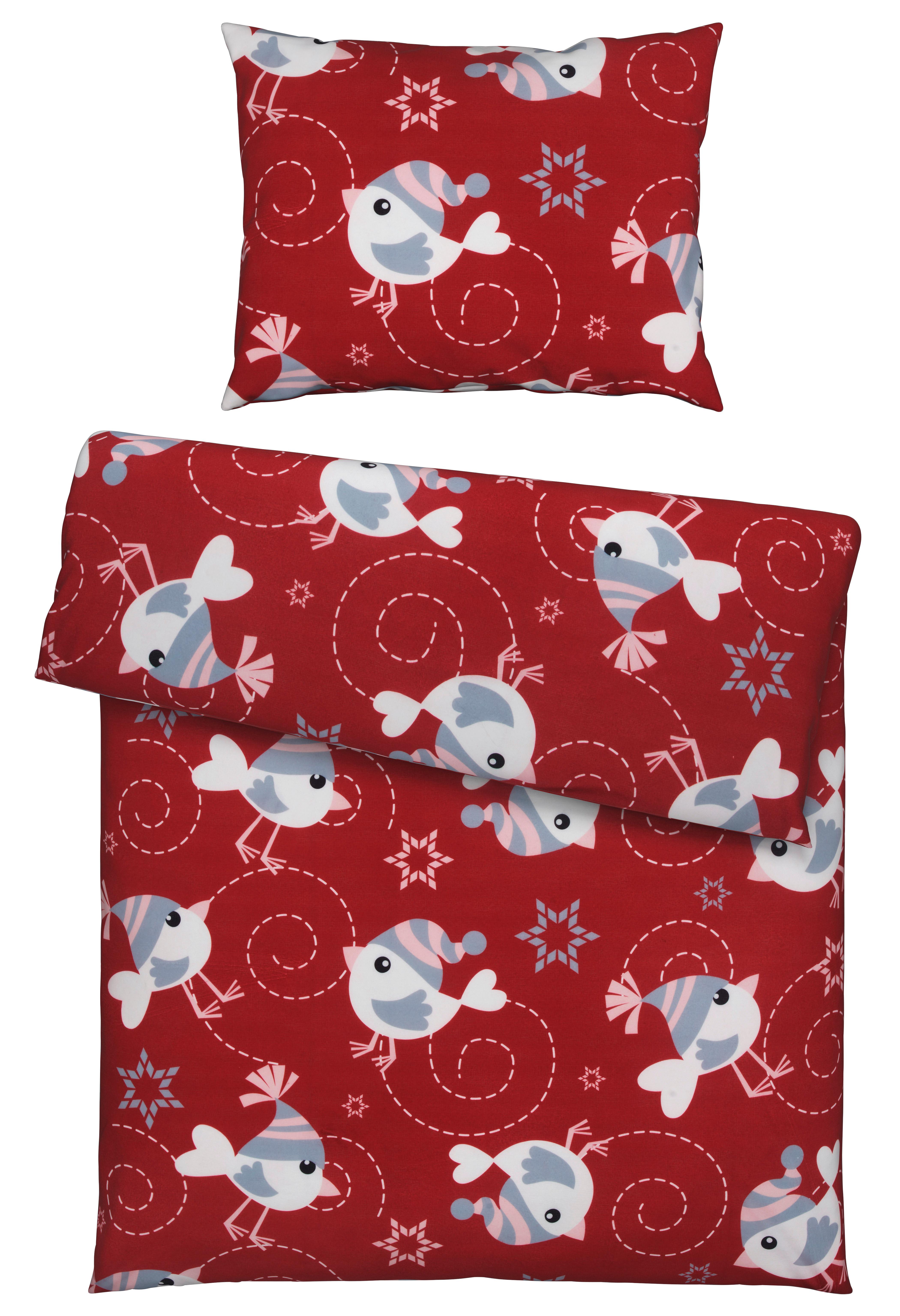 Bettwäscheset Piepmatz - Rot, Konventionell, Textil (160/210cm) - Modern Living