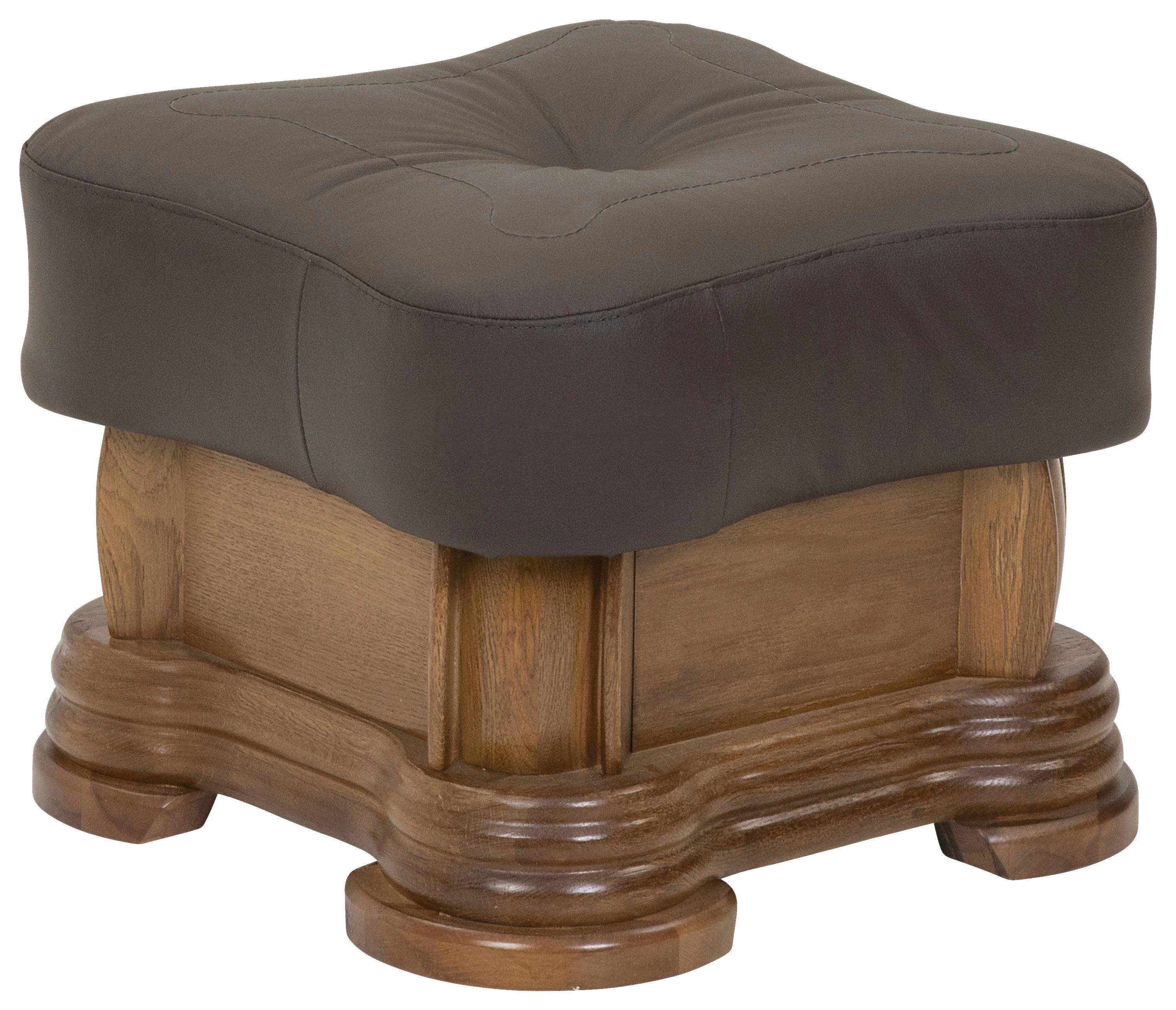 Hocker Arkansas Braun Echtleder - Braun, KONVENTIONELL, Leder/Holz (50/40/50cm) - Max Winzer