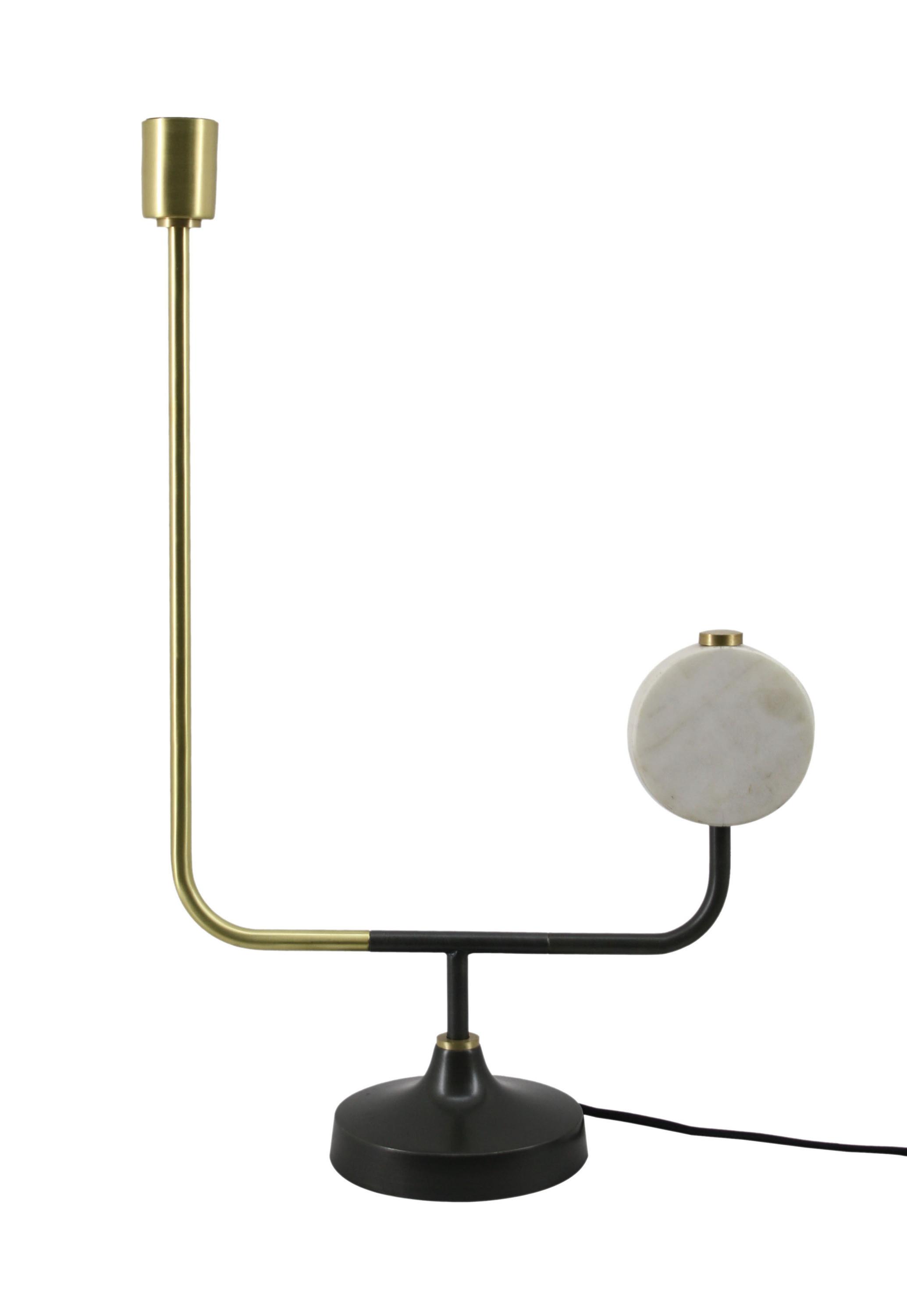 Tischleuchte Carlissa 287 Weiss - Weiss/Goldfarben, Trend, Metall (58/15/38cm) - Kayoom