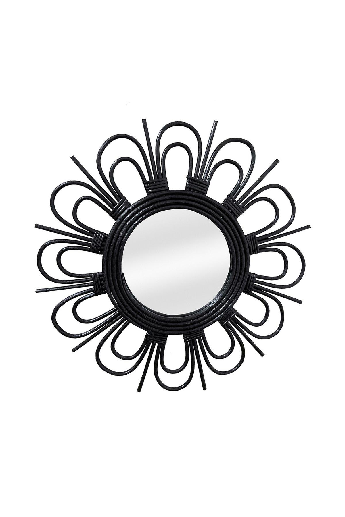 WANDSPIEGEL RATTAN SPIEGEL AINA 225 - Schwarz, Basics, Glas/Holz (43/43/2cm) - Kayoom