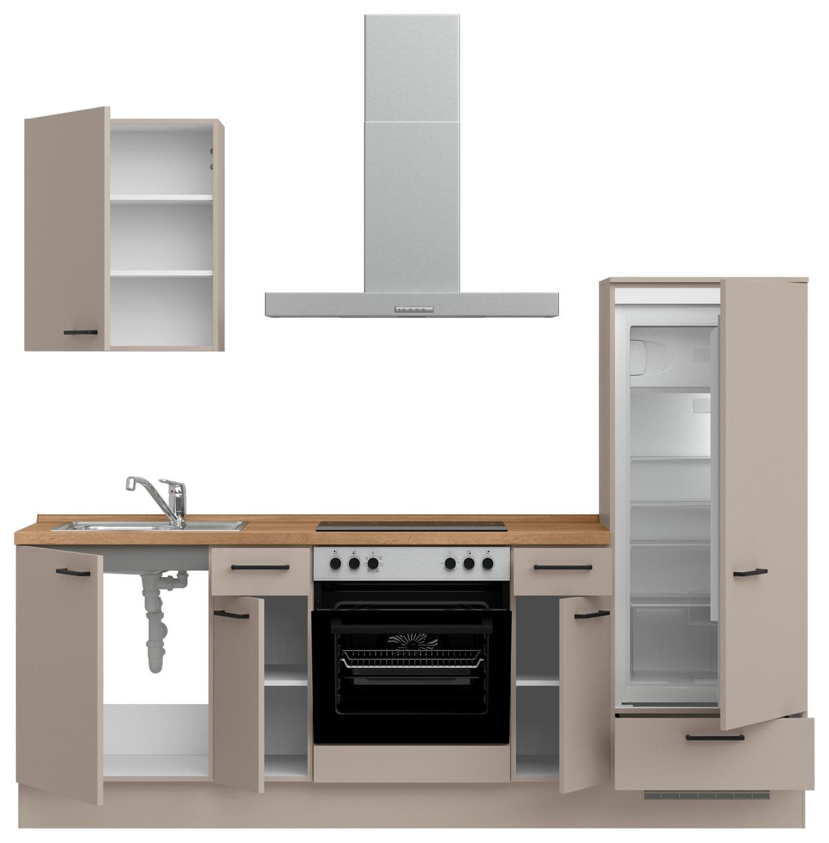 Küchenleerblock Easytouch Low o. Geräte Sandfarben - Sandfarben/Eichefarben, MODERN, Holzwerkstoff/Metall (240cm) - Nobilia