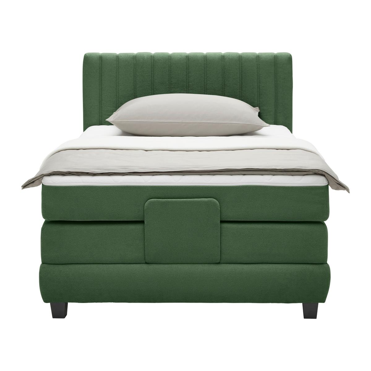 Boxspring Krevet Dixon - tamno zelena/crna, Konvencionalno, drvni materijal/drvo (120/200cm) - Premium Living