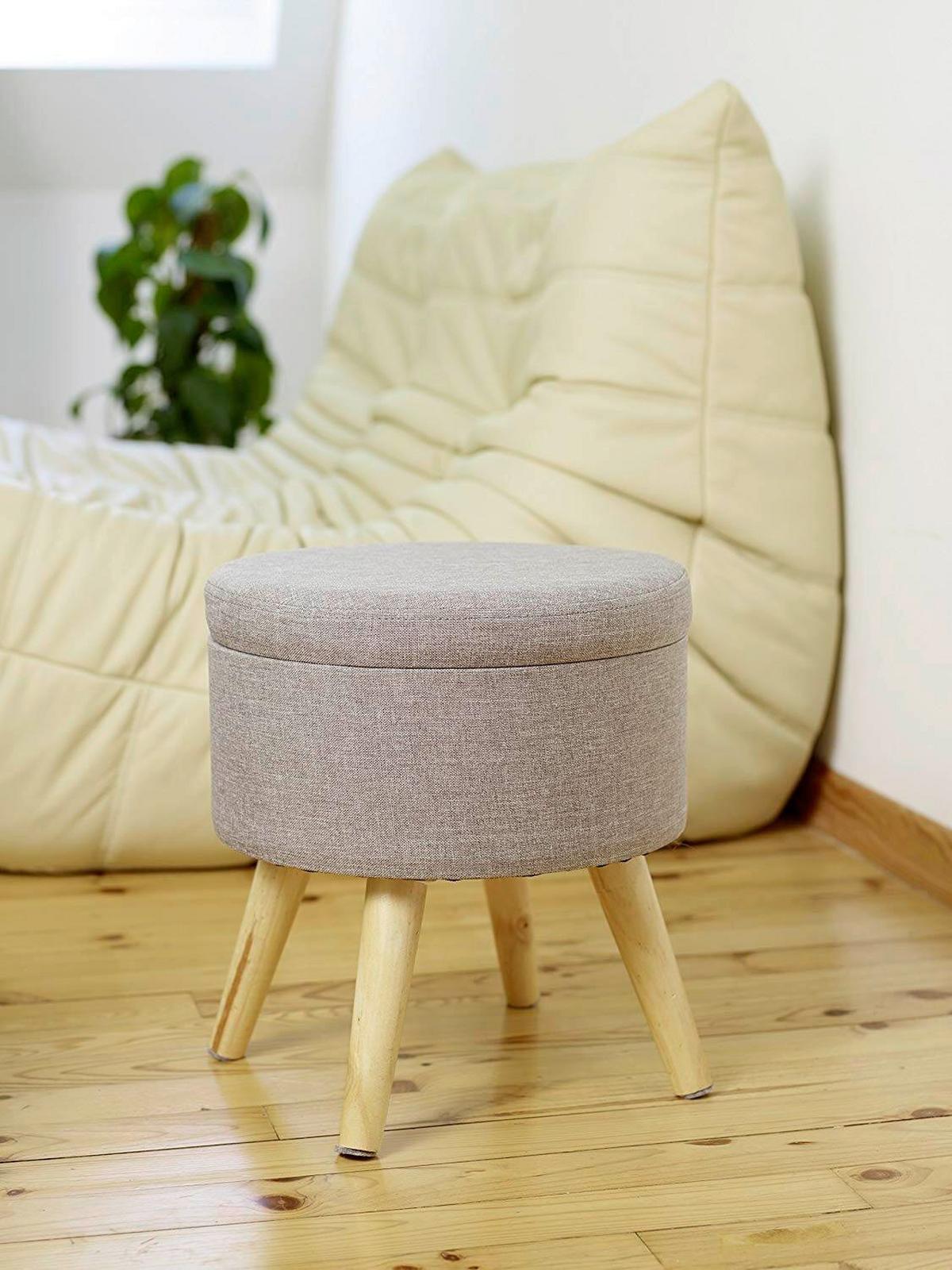 Hocker Max Grau mit Stauraum - Grau, Design, Holz/Textil (32,5/36/32,5cm) - Echtwerk