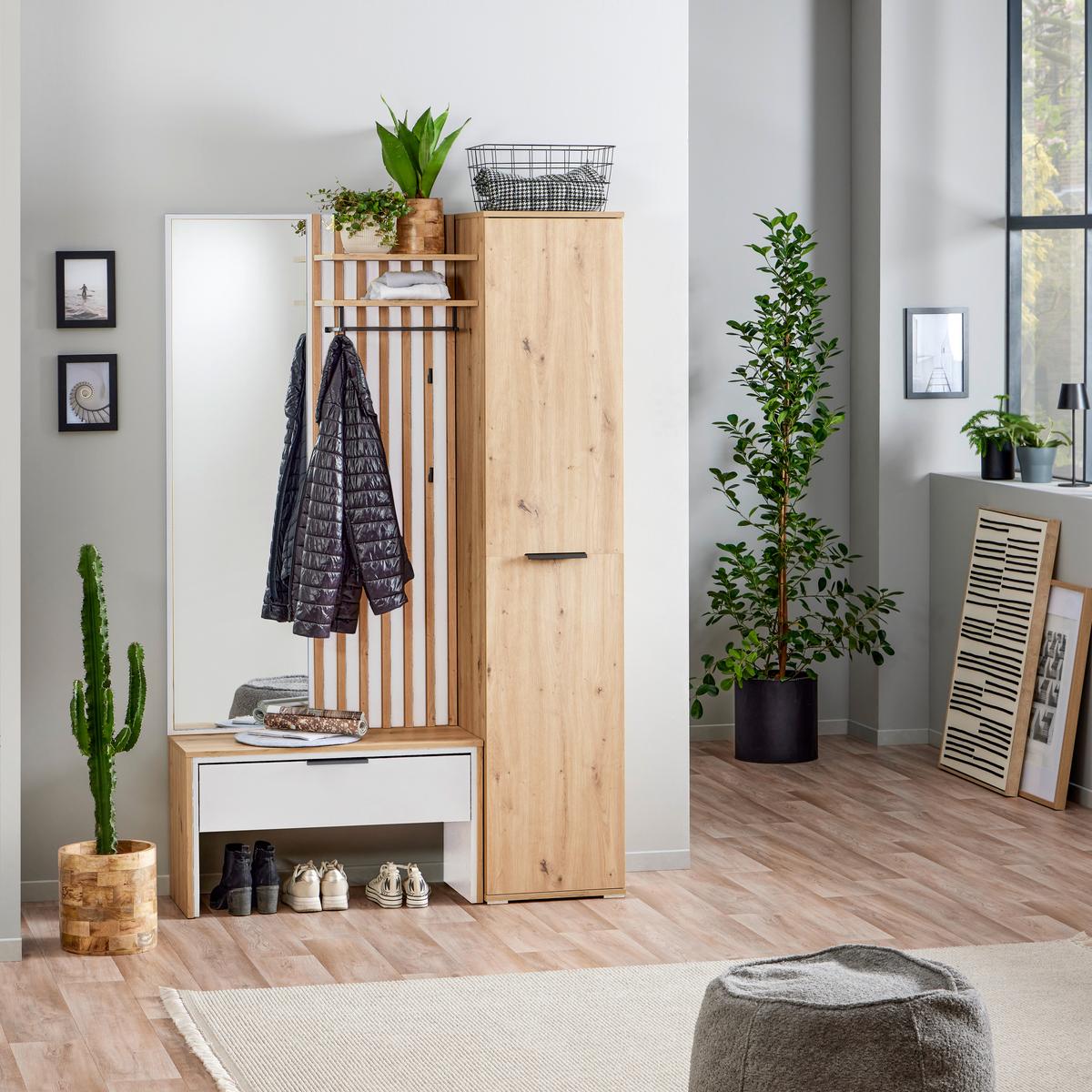 Predsoblje Madera - bijela/hrast Artisan, Trend, drvni materijal (122/190/38cm) - Modern Living